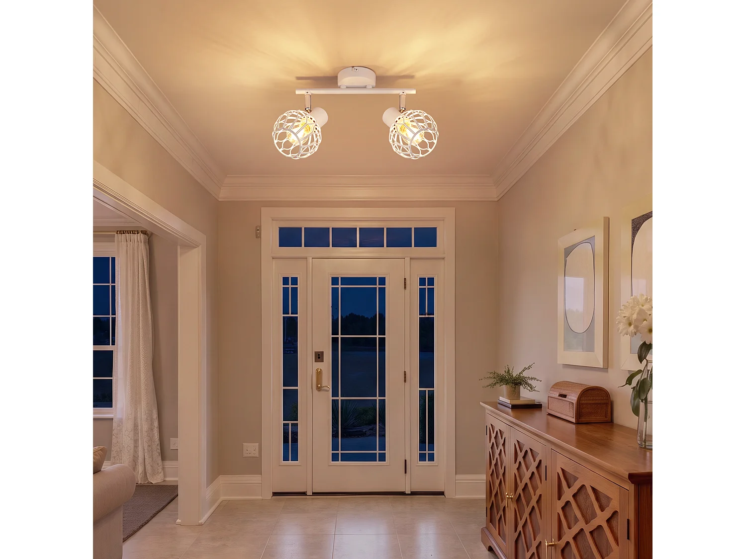 ZMH Spot de plafond blanc 2 lumières métal E14 orientable à 350° d'intérieur pour salon couloir (ampoules non incluses)