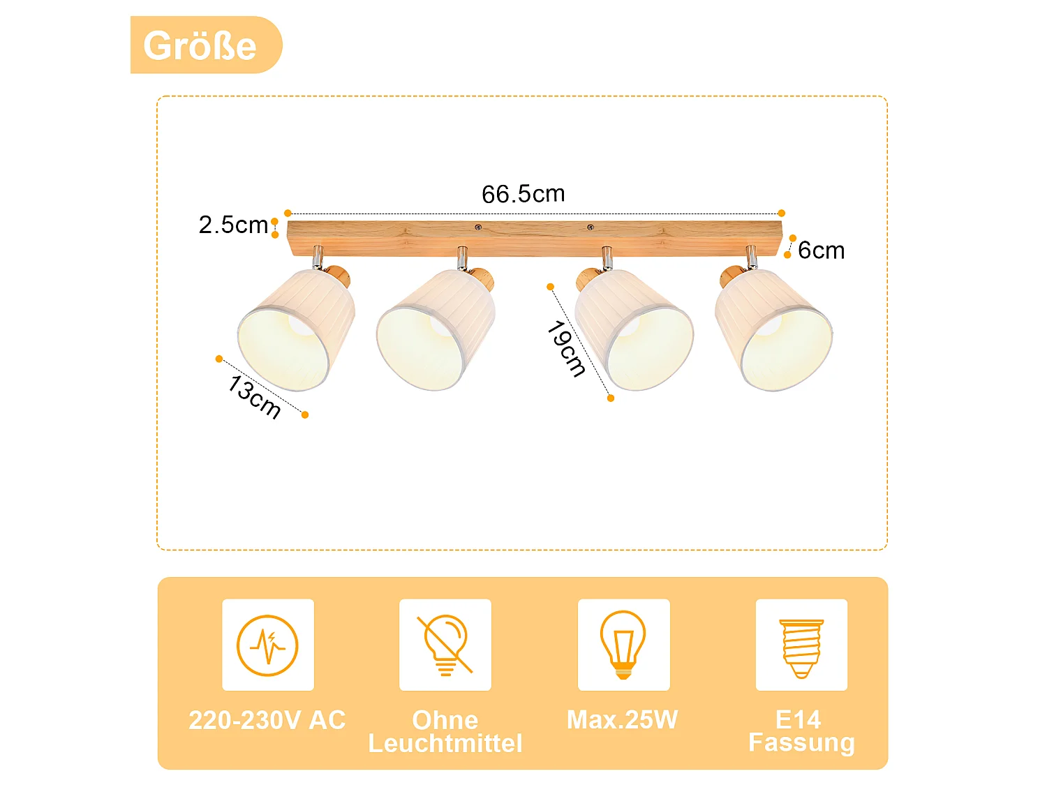 ZMH Spot de plafond 4 lumières E14 vintage bohème et rétro orientables 350° pour couloir cuisine salon ou chambre