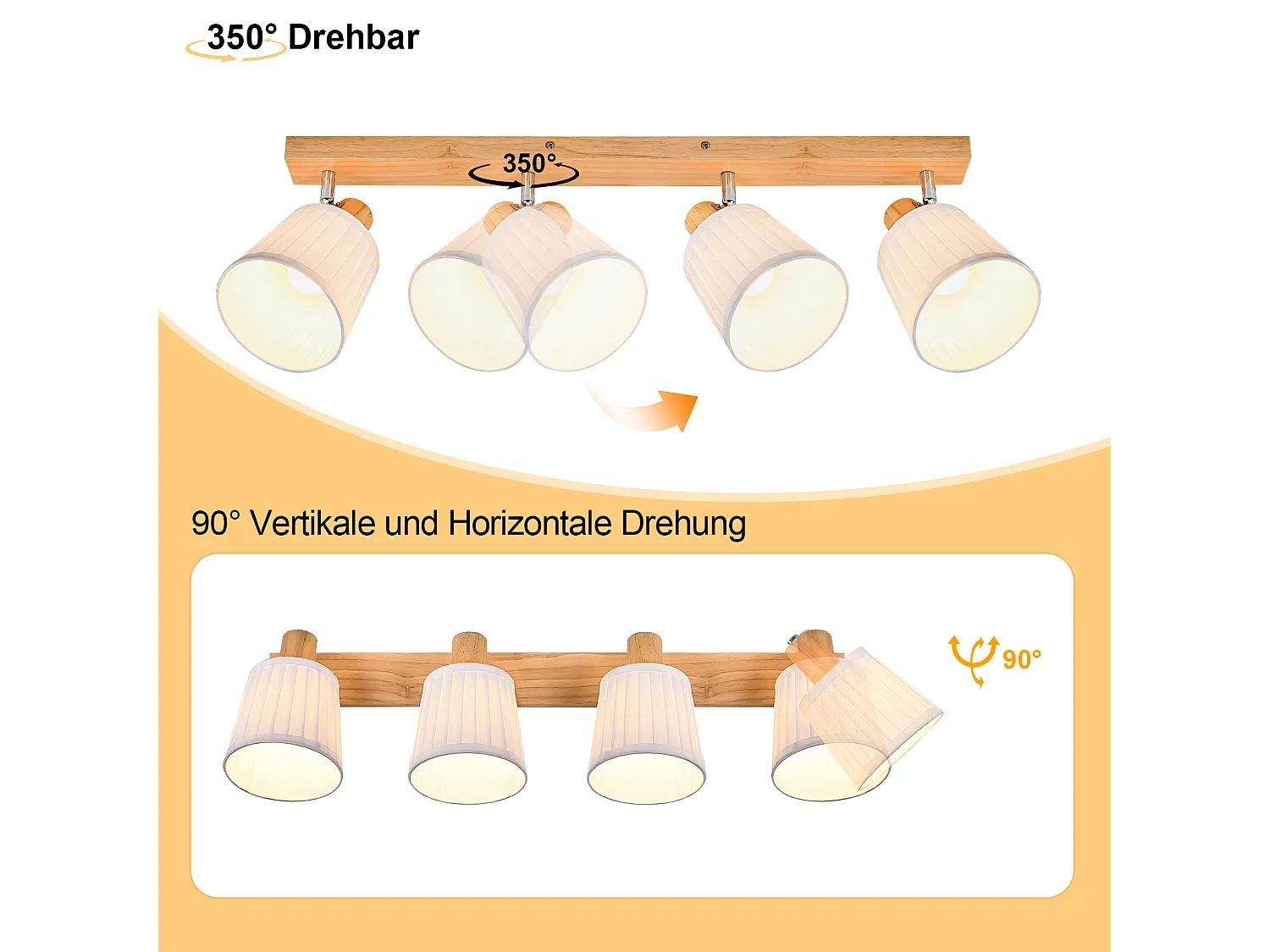 ZMH Spot de plafond 4 lumières E14 vintage bohème et rétro orientables 350° pour couloir cuisine salon ou chambre