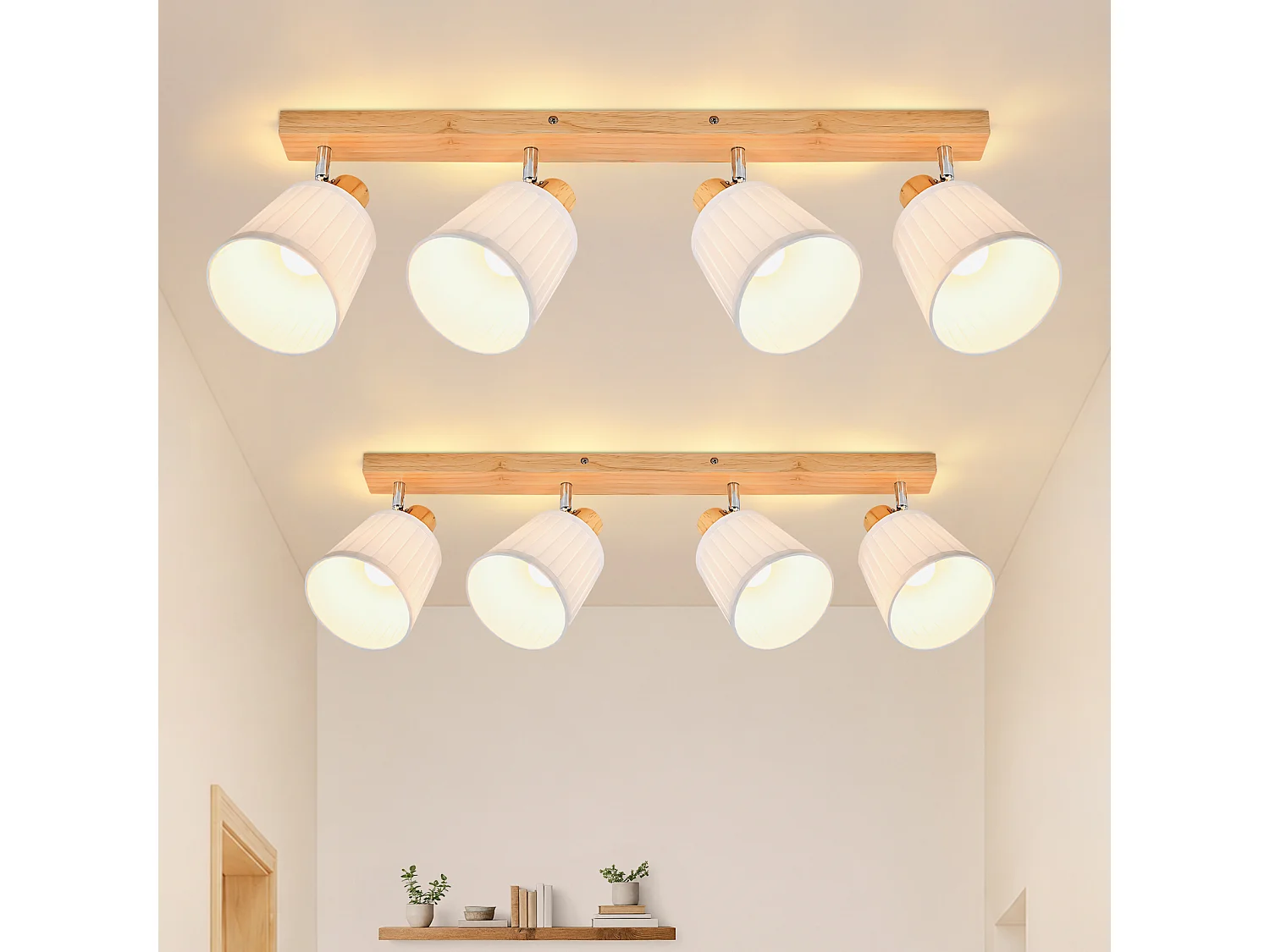 ZMH Spot de plafond 4 lumières E14 vintage bohème et rétro orientables 350° pour couloir cuisine salon ou chambre