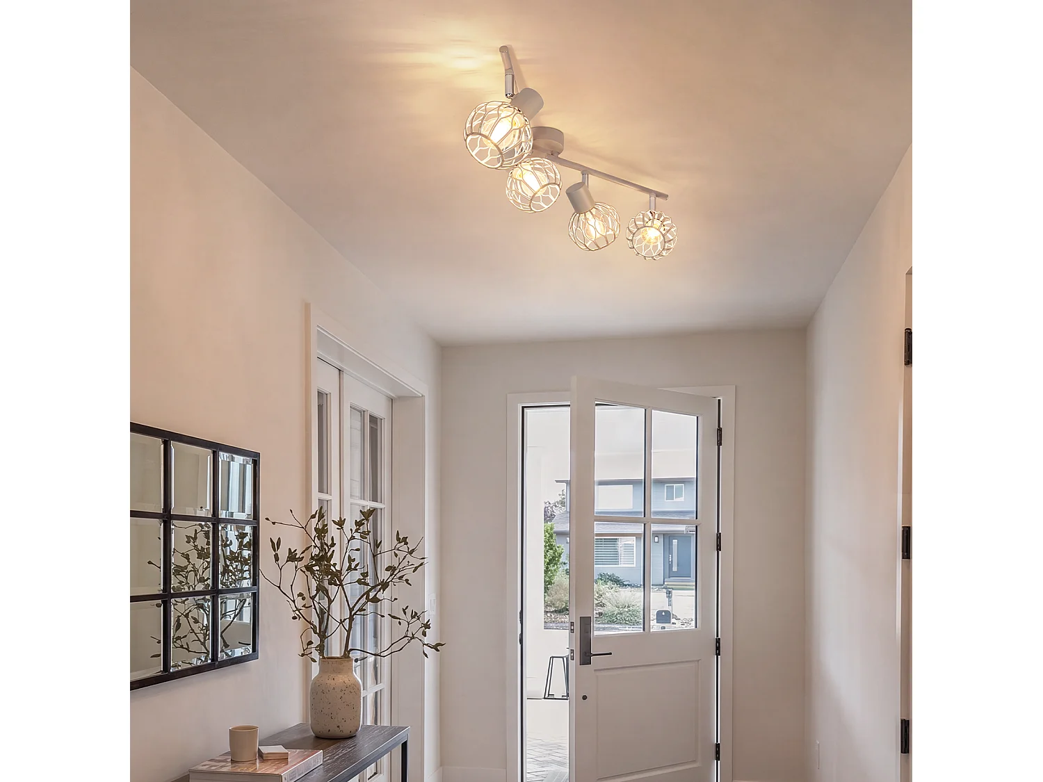 ZMH Spot de plafond gris à 4 lumières métal E14 orientable à 350° d'intérieur pour salon couloir (ampoules non incluses)