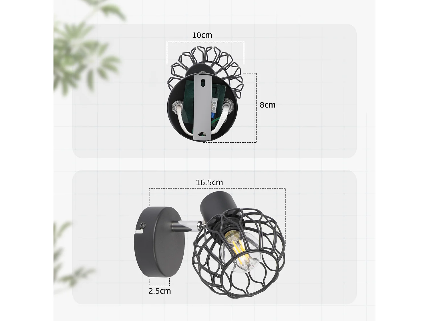 ZMH Spot de plafond noir à 1 lumières métal E14 orientable à 350° d'intérieur pour salon couloir (ampoules non incluses)