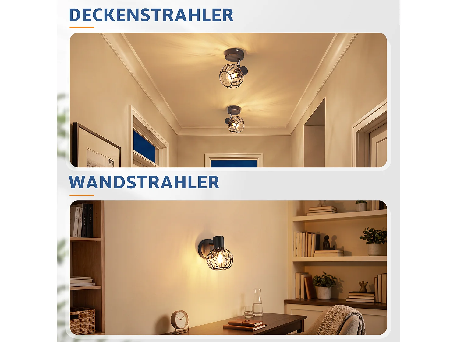 ZMH Spot de plafond noir à 1 lumières métal E14 orientable à 350° d'intérieur pour salon couloir (ampoules non incluses)
