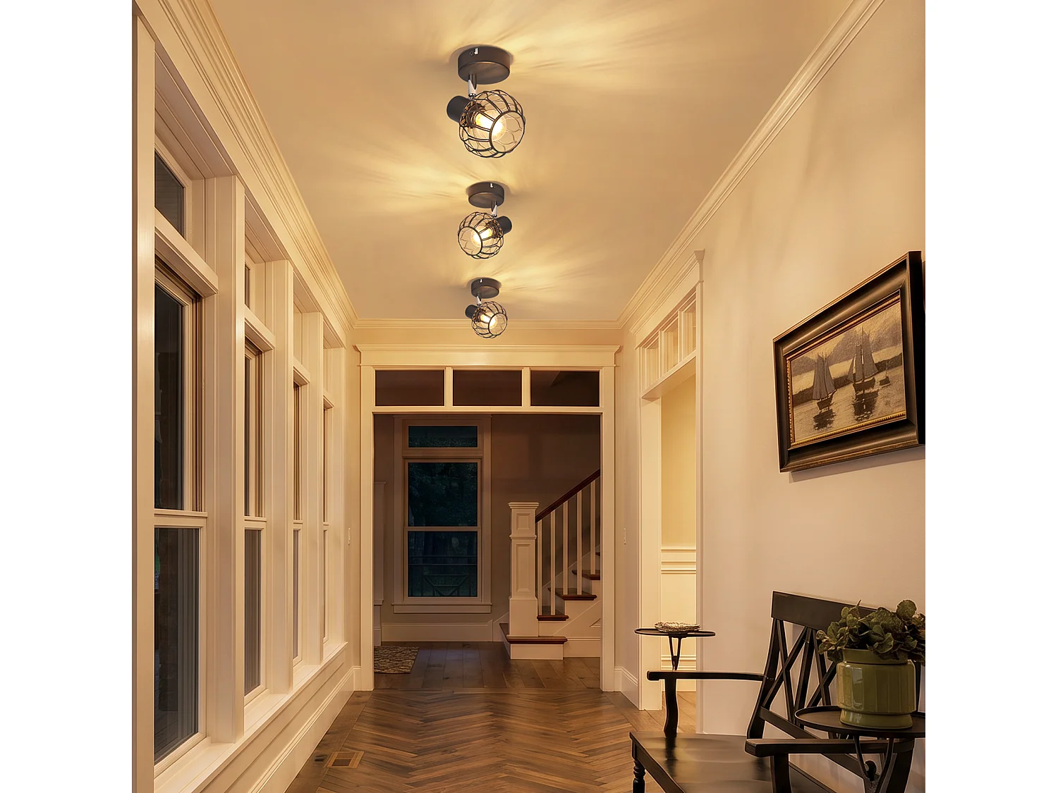 ZMH Spot de plafond noir à 1 lumières métal E14 orientable à 350° d'intérieur pour salon couloir (ampoules non incluses)
