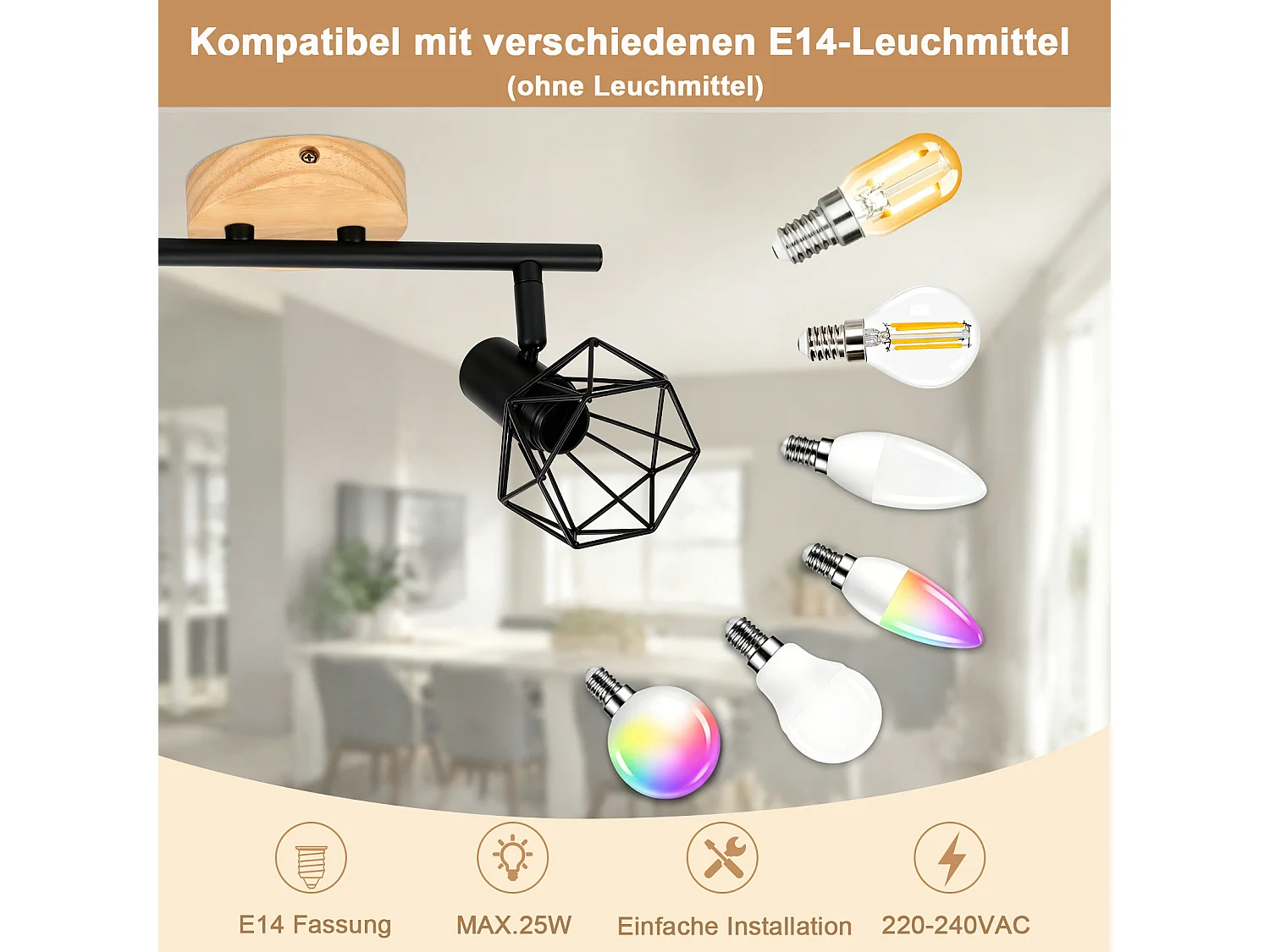 ZMH Spot de plafond noir à 2 lumières métal E14 orientable à 350° d'intérieur pour salon couloir (ampoules non incluses)