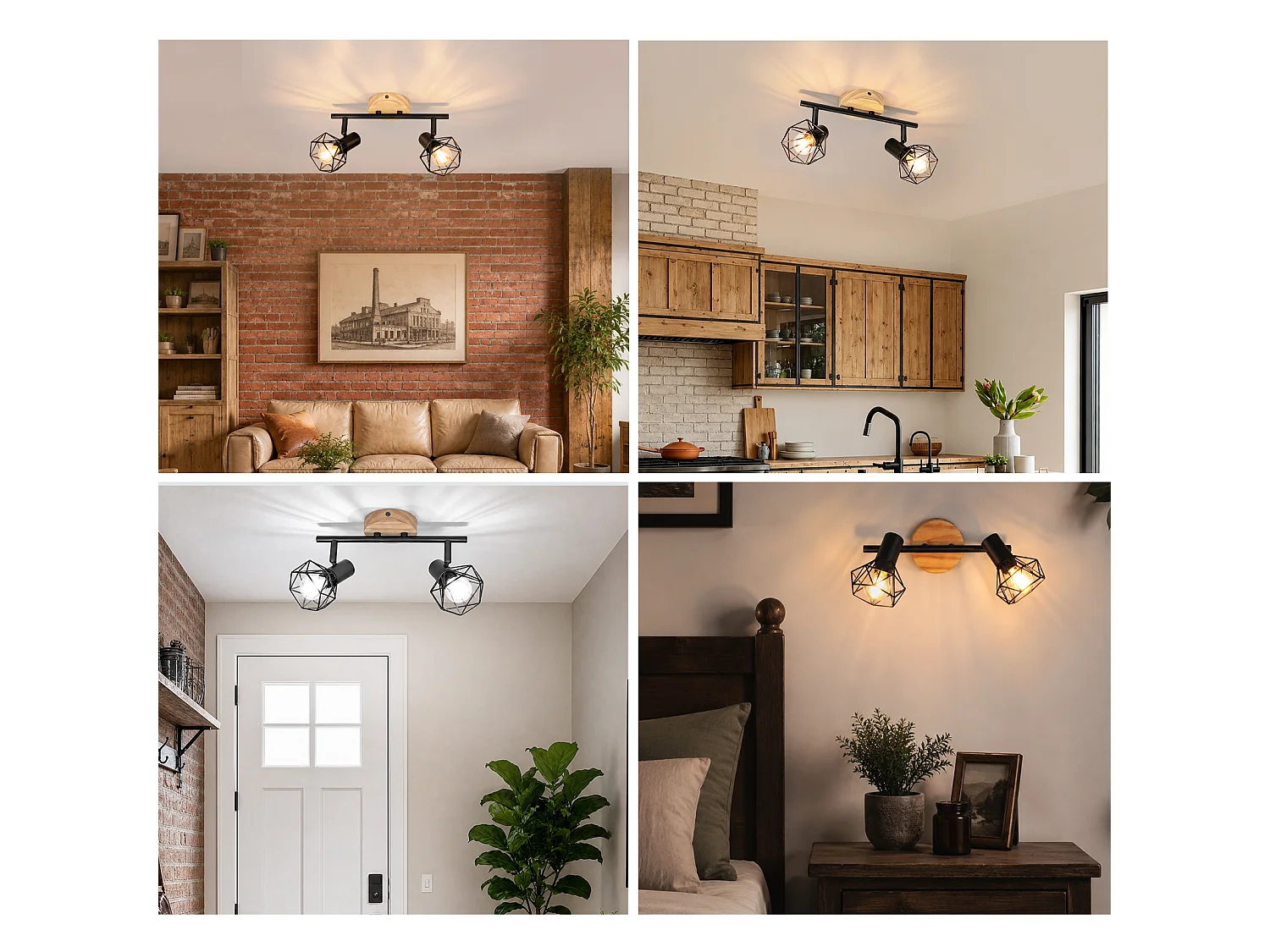 ZMH Spot de plafond noir à 2 lumières métal E14 orientable à 350° d'intérieur pour salon couloir (ampoules non incluses)