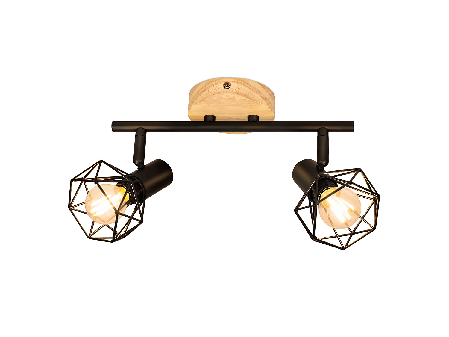 ZMH Spot de plafond noir à 2 lumières métal E14 orientable à 350° d'intérieur pour salon couloir (ampoules non incluses)