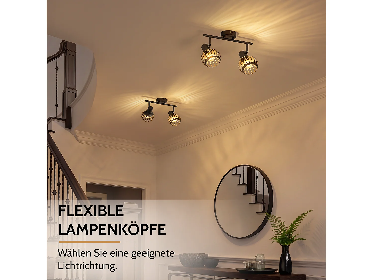 ZMH Spot de plafond 2 lumières matériau métallique E14 orientable à 350° d'intérieur pour salon couloir (ampoules non incluses)