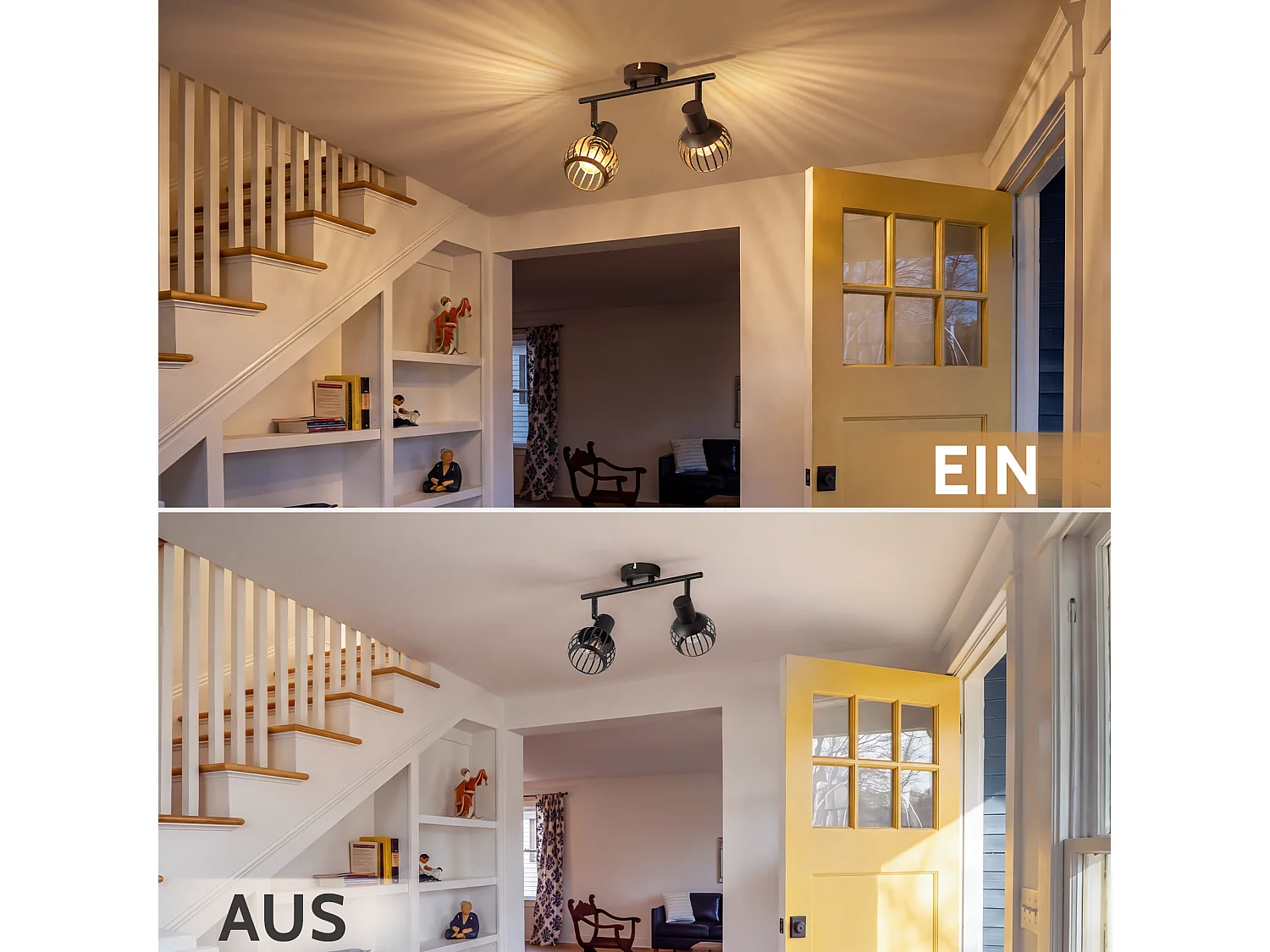 ZMH Spot de plafond 2 lumières matériau métallique E14 orientable à 350° d'intérieur pour salon couloir (ampoules non incluses)