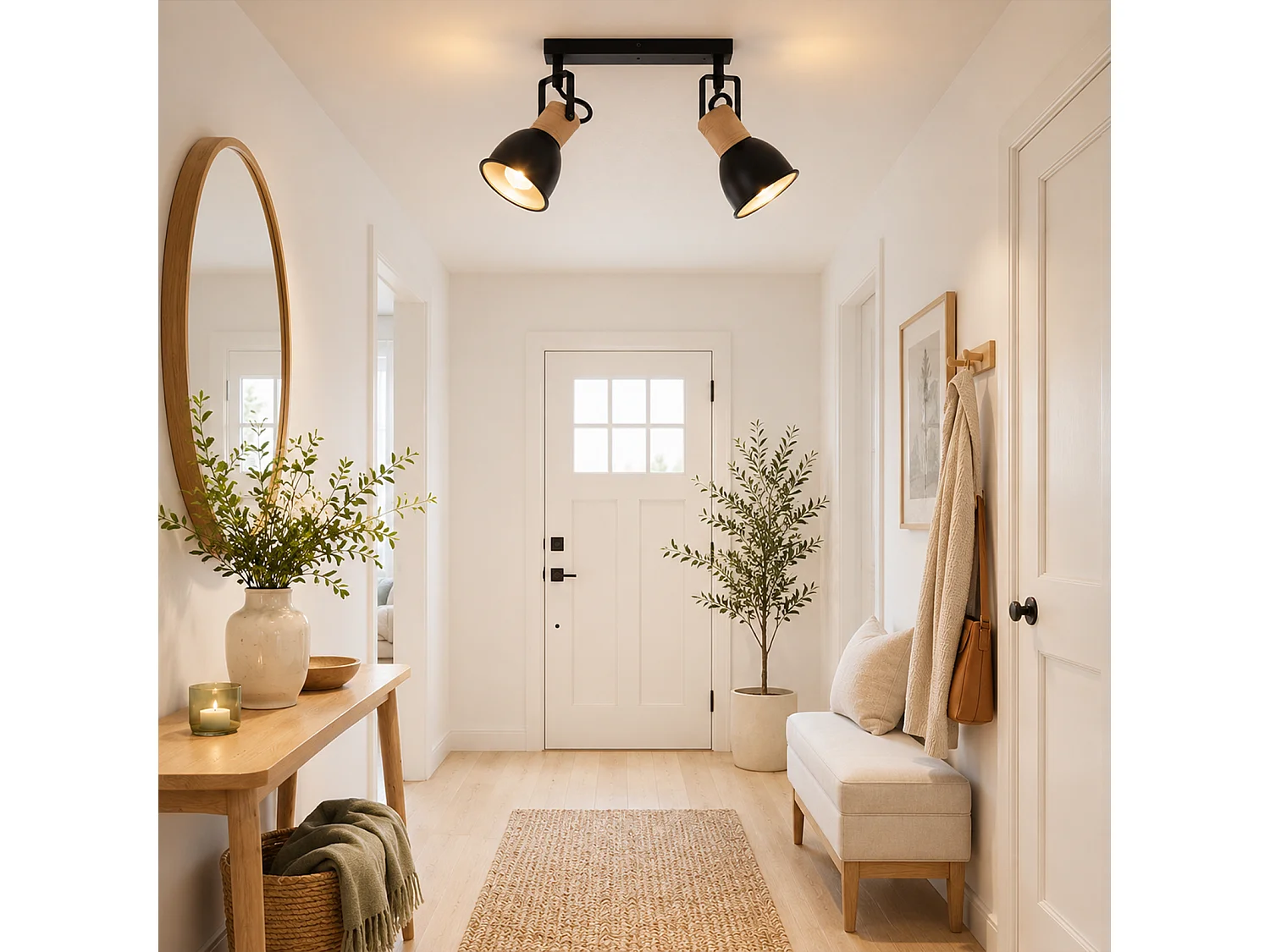 ZMH Spot de plafond noir à 2 lumières métal E14 orientable à 350° d'intérieur pour salon couloir (ampoules non incluses)
