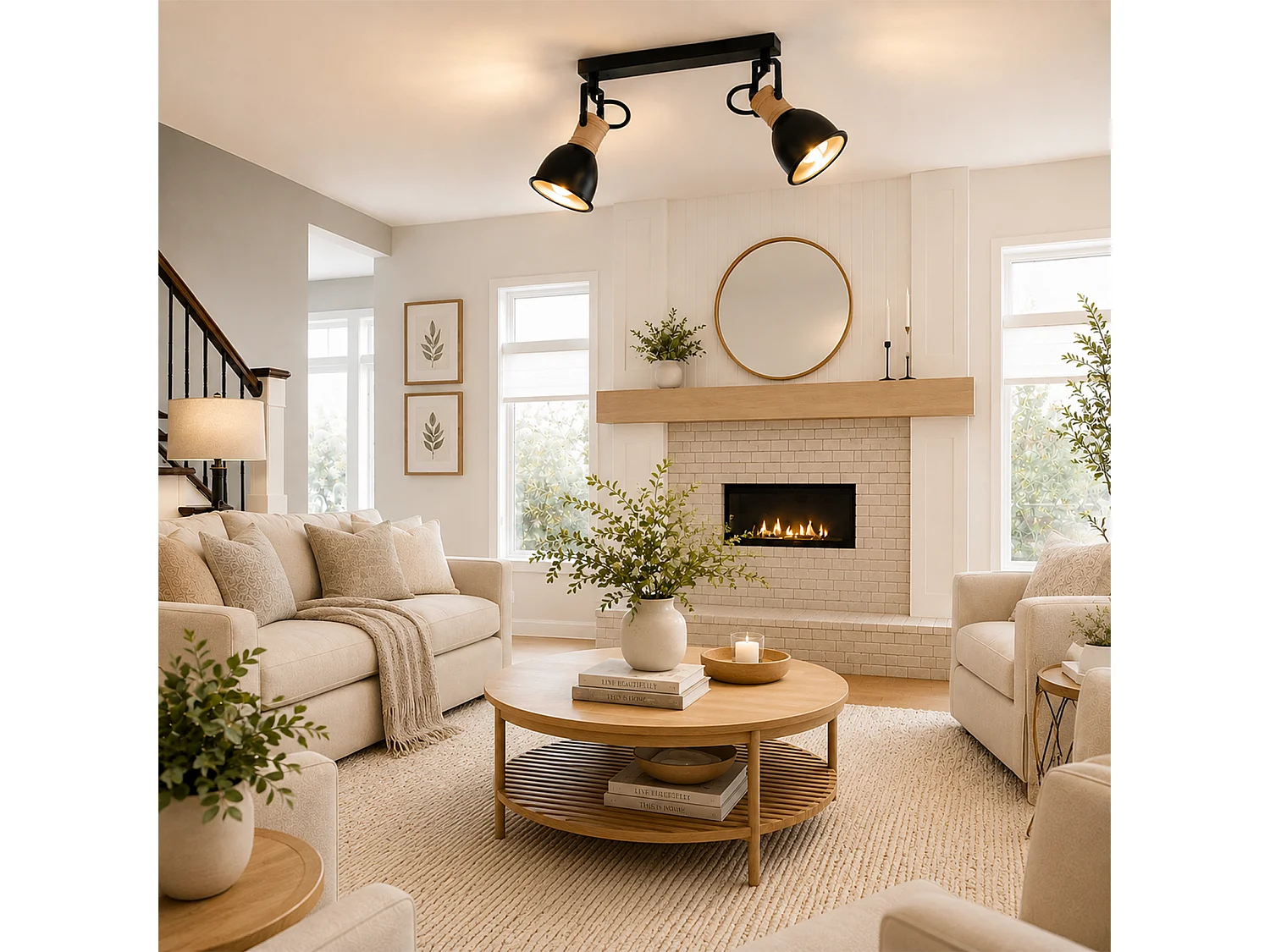 ZMH Spot de plafond noir à 2 lumières métal E14 orientable à 350° d'intérieur pour salon couloir (ampoules non incluses)