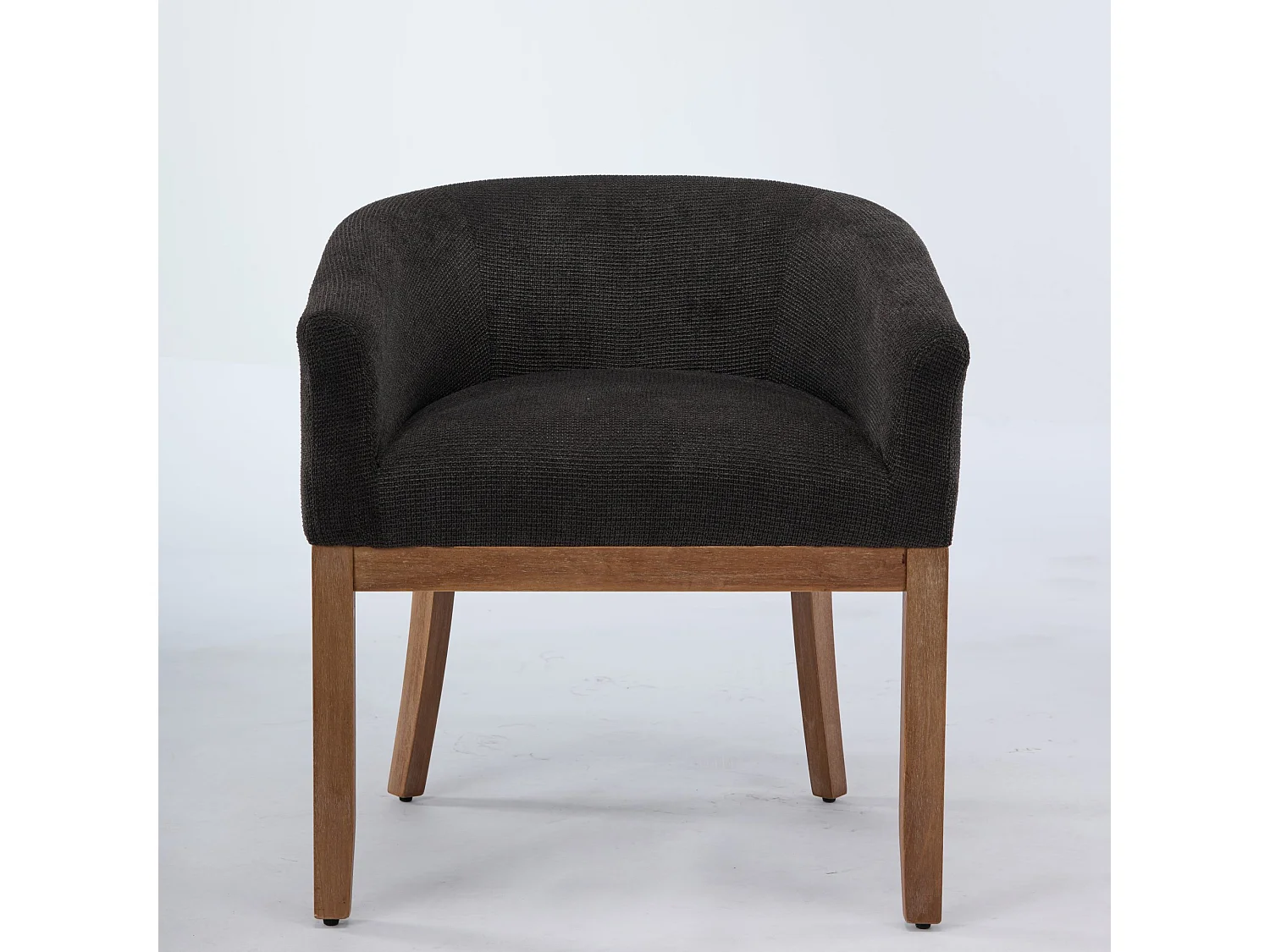 Chaises de salle à manger mid-century rembourrées accoudoirs style fermier lin structure bois massif naturel largeur 48 cm lot 1 gris anthracite - Sweiko