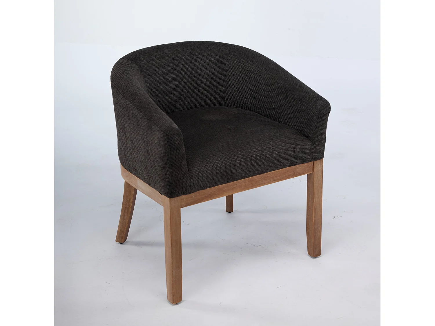 Chaises de salle à manger mid-century rembourrées accoudoirs style fermier lin structure bois massif naturel largeur 48 cm lot 1 gris anthracite - Sweiko