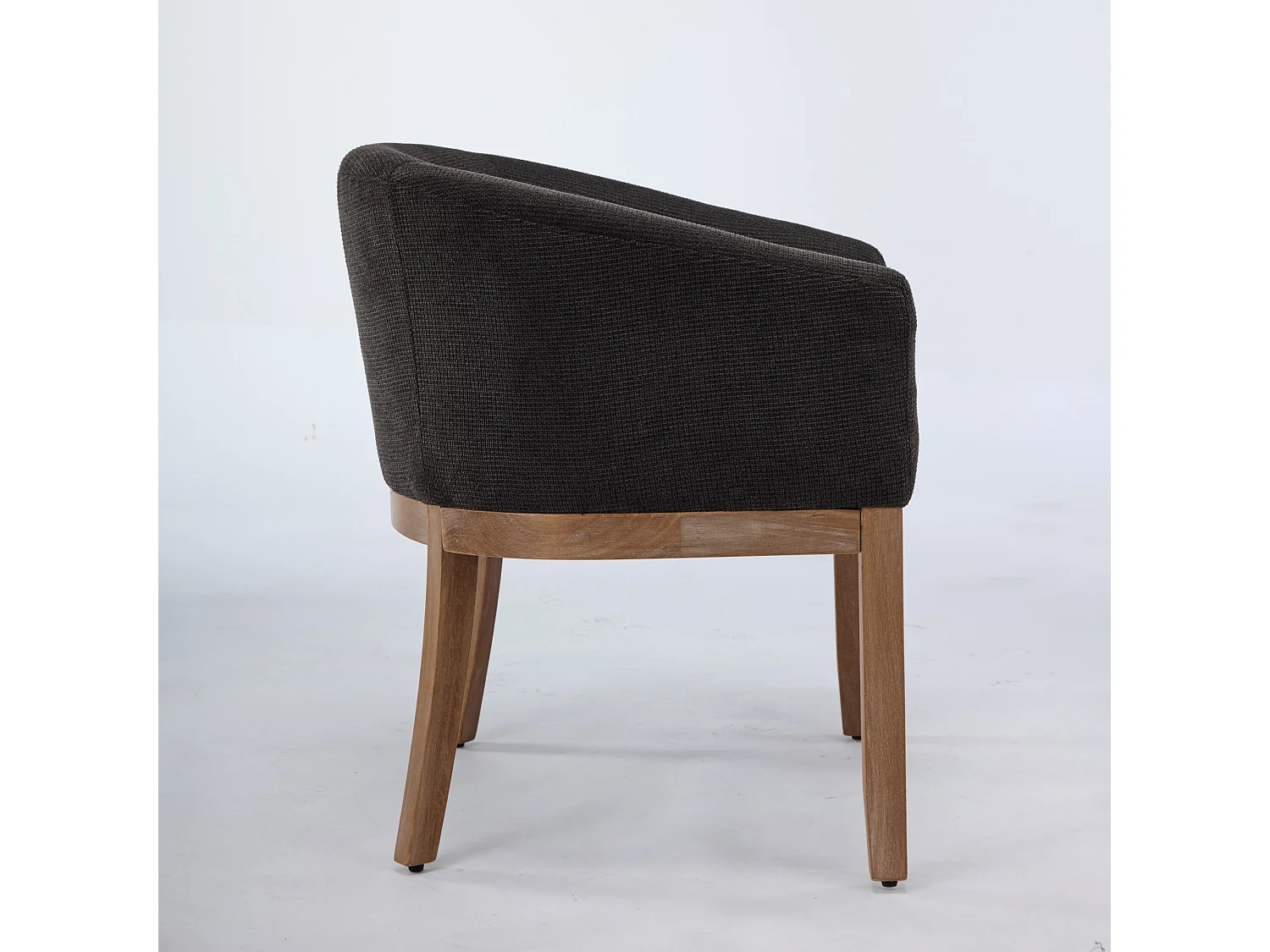 Chaises de salle à manger mid-century rembourrées accoudoirs style fermier lin structure bois massif naturel largeur 48 cm lot 1 gris anthracite - Sweiko
