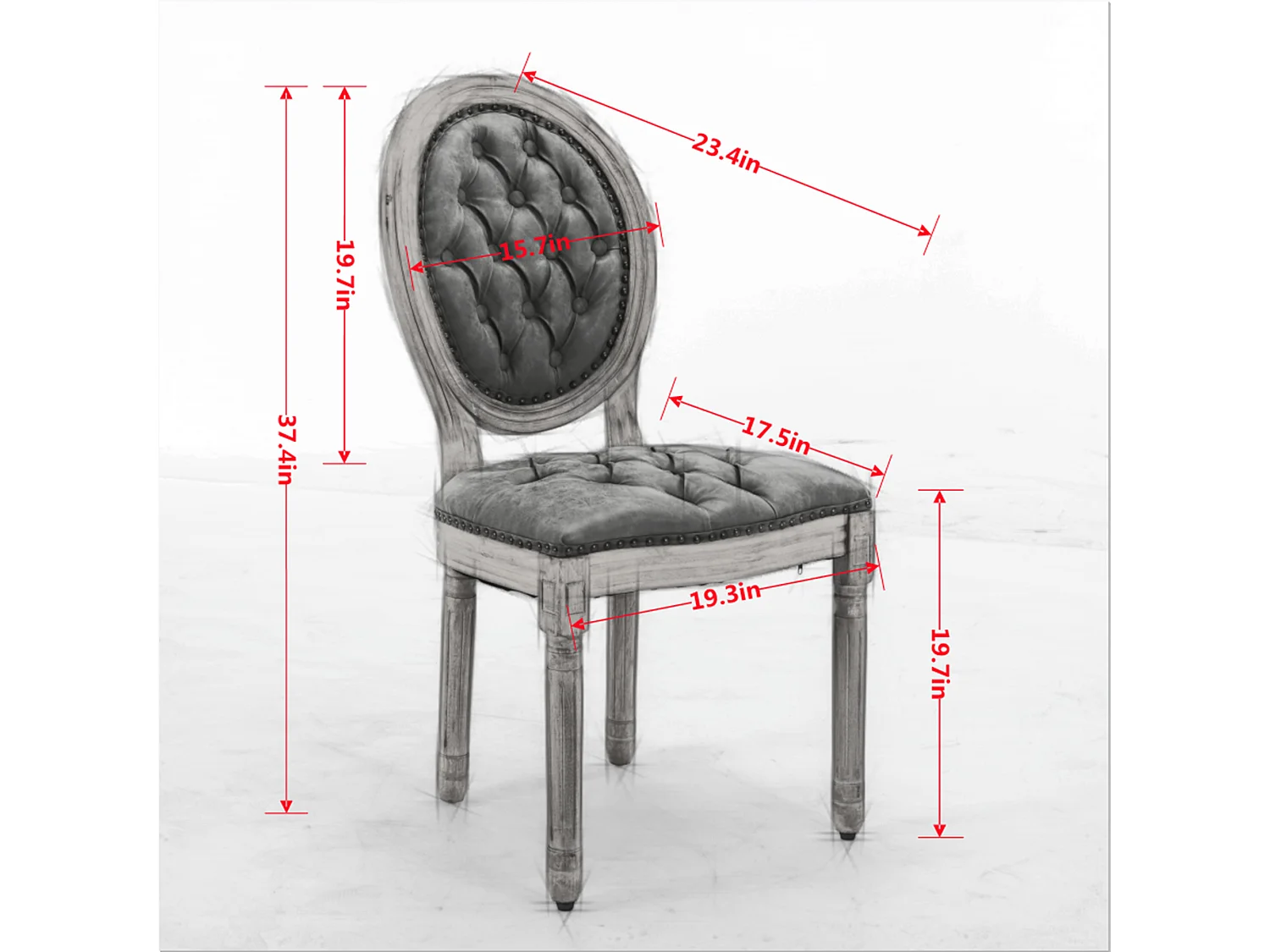 Chaises de salle à manger lot de 2 cadre bois massif vieilli dossier ovale capitonné main similicuir mouton clous décoratifs mousse haute densité - Sweiko