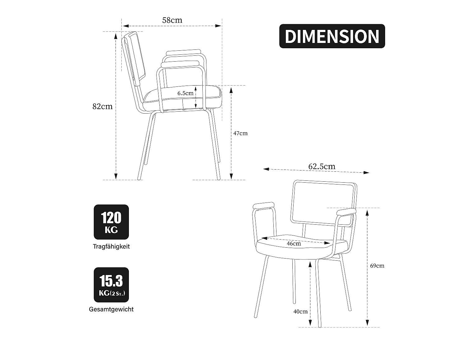 Lot de 2 chaises avec accoudoirs rembourrage en chenille cadre en bois massif au dossier effet rotin et pieds métalliques réglables couleur ivoire - Sweiko