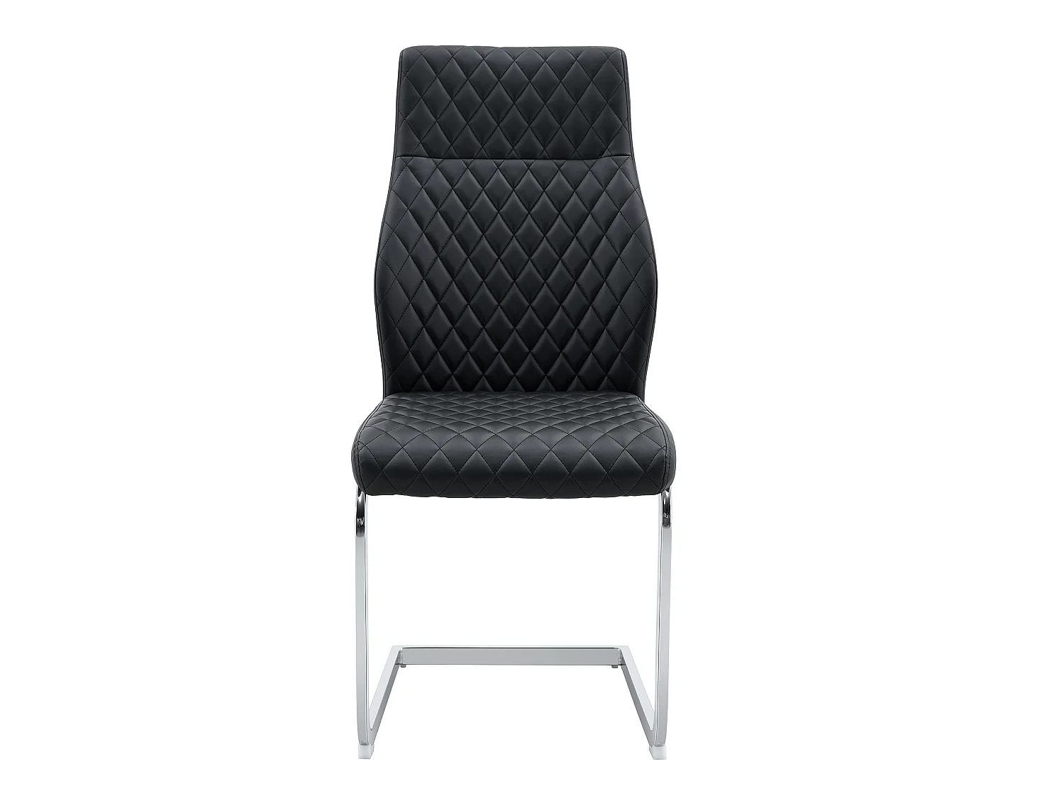 Lot de 2 chaises de salle à manger à motif losange noir avec dossier haut assise confortable et cadre en métal argenté antidérapant - Sweiko