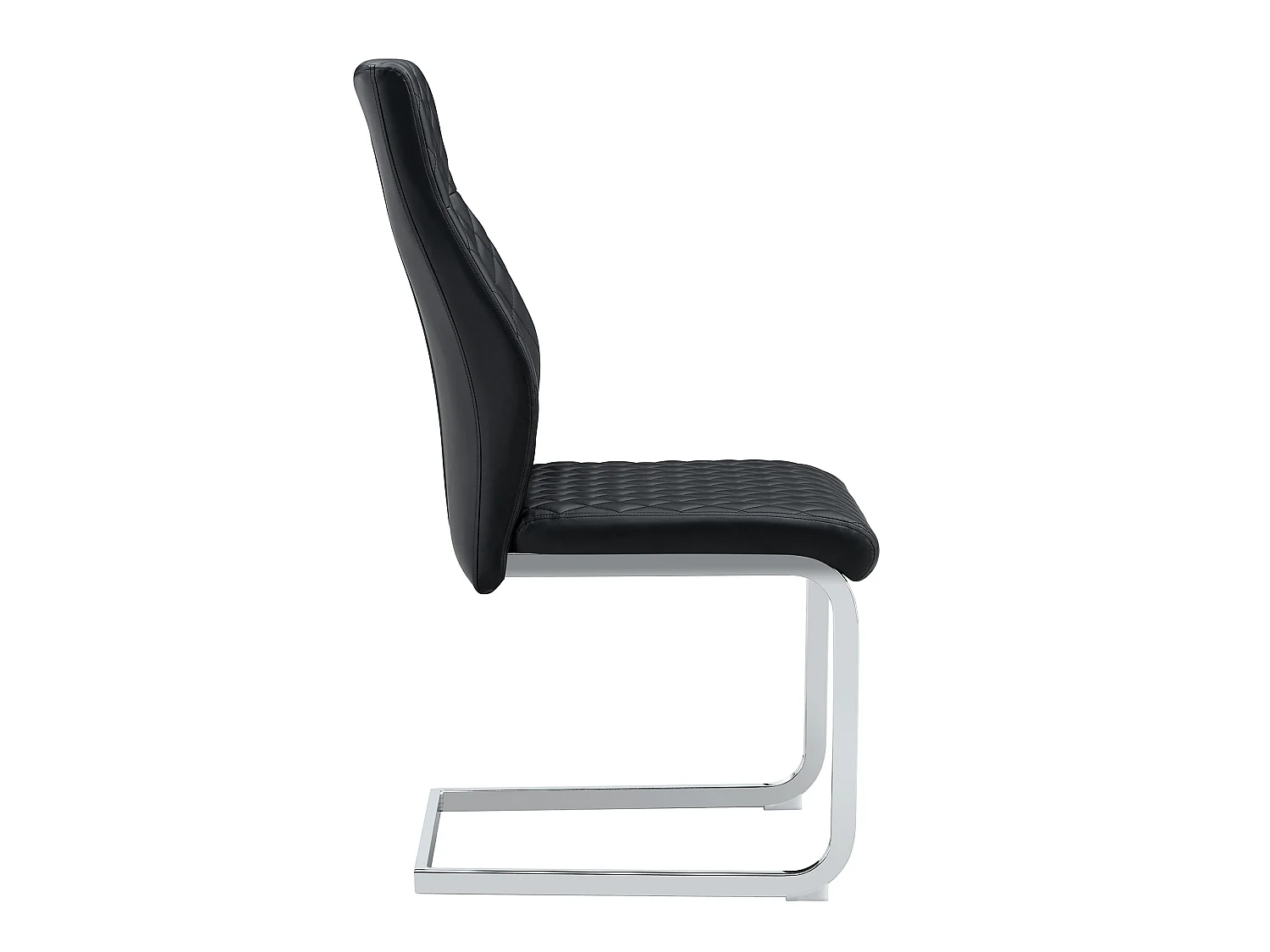 Lot de 2 chaises de salle à manger à motif losange noir avec dossier haut assise confortable et cadre en métal argenté antidérapant - Sweiko