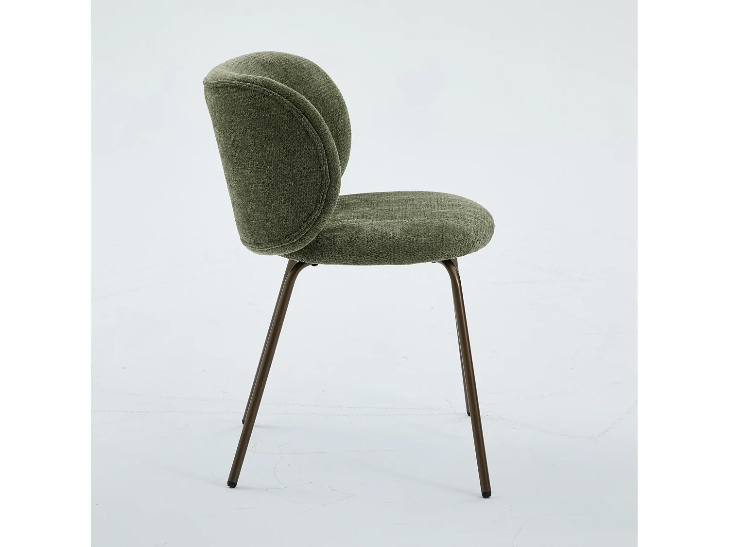 Chaises de salle à manger contemporaines chenille dossier incurvé confortable rembourrage moelleux pieds métal bronze lot 2 vert - Sweiko