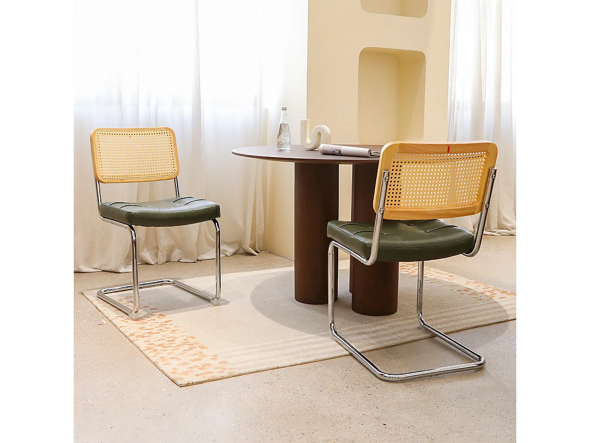 Lot de 2 chaises de salle à manger en similicuir avec piètement chromé design moderne - Sweiko