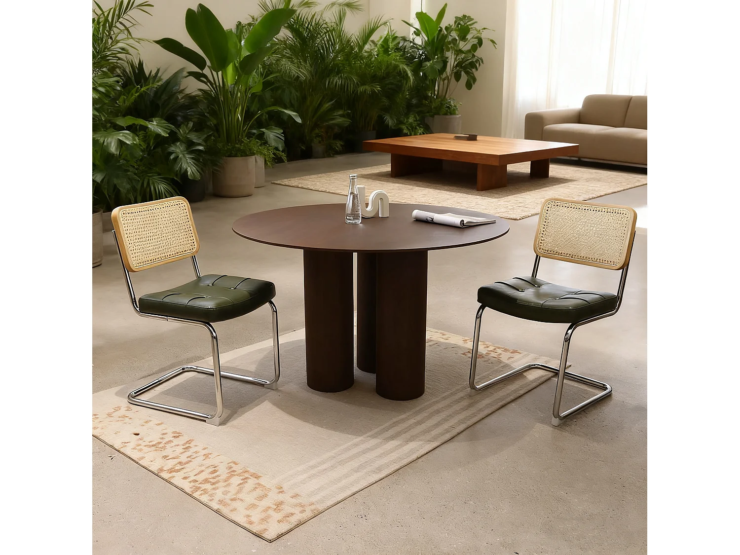 Lot de 2 chaises de salle à manger en similicuir avec piètement chromé design moderne - Sweiko