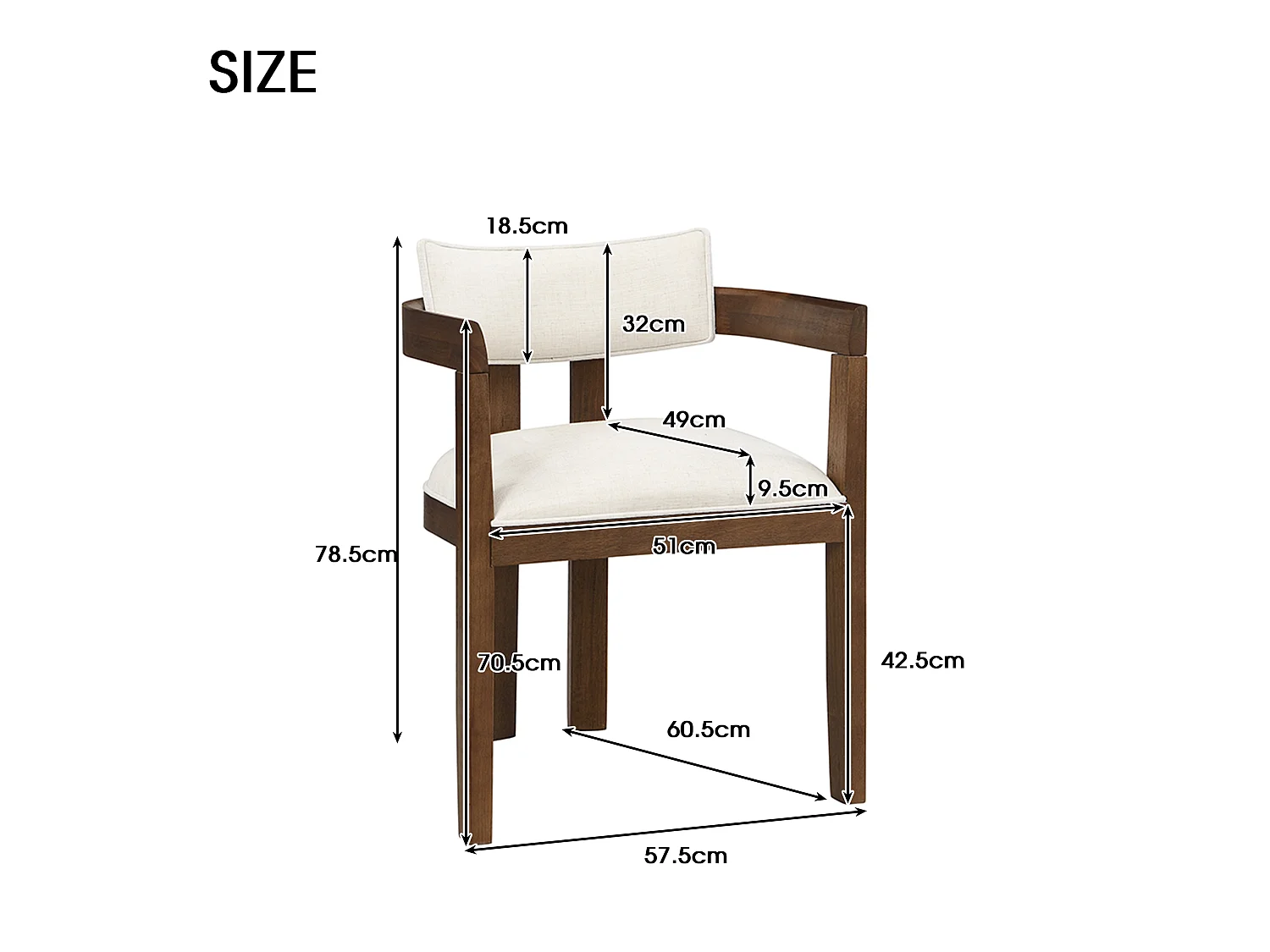 Lot 4 chaises de salle à manger bois massif confortables respirantes adaptées salles à manger salons cafés style moderne tissu lin couleur noyer - Sweiko