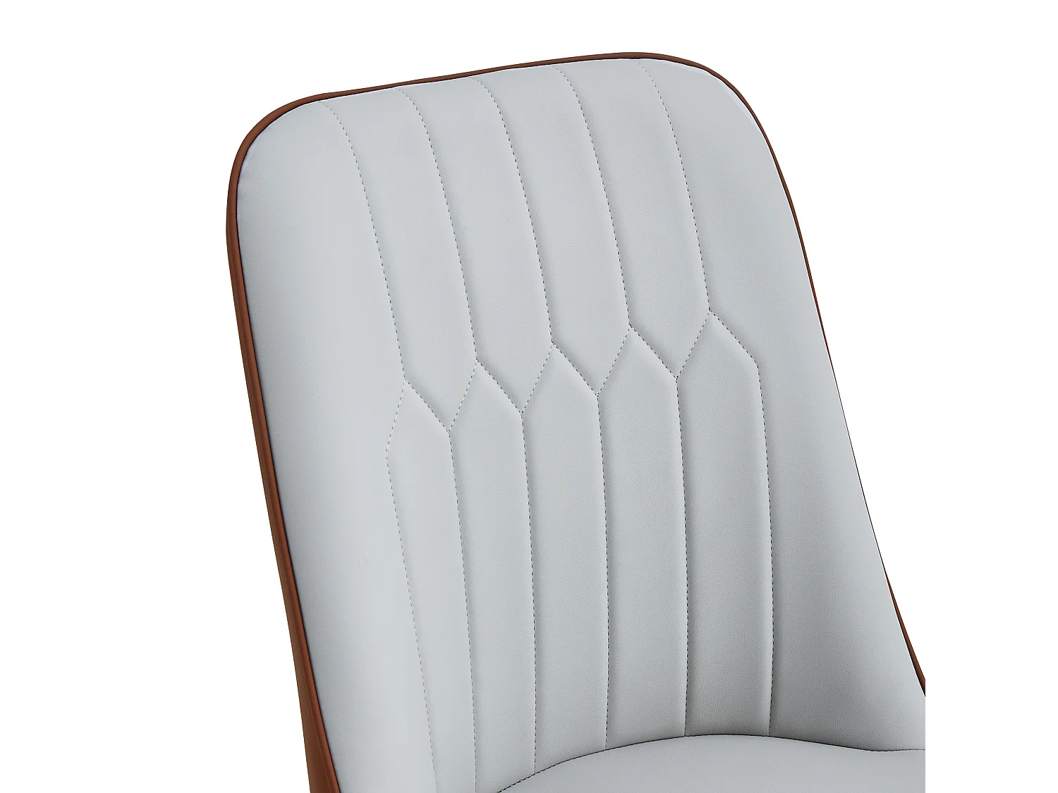 Lot de 2 chaises de salle à manger modernes et simples avec dossier en pu bicolore gris clair et marron et pieds métalliques noirs - Sweiko