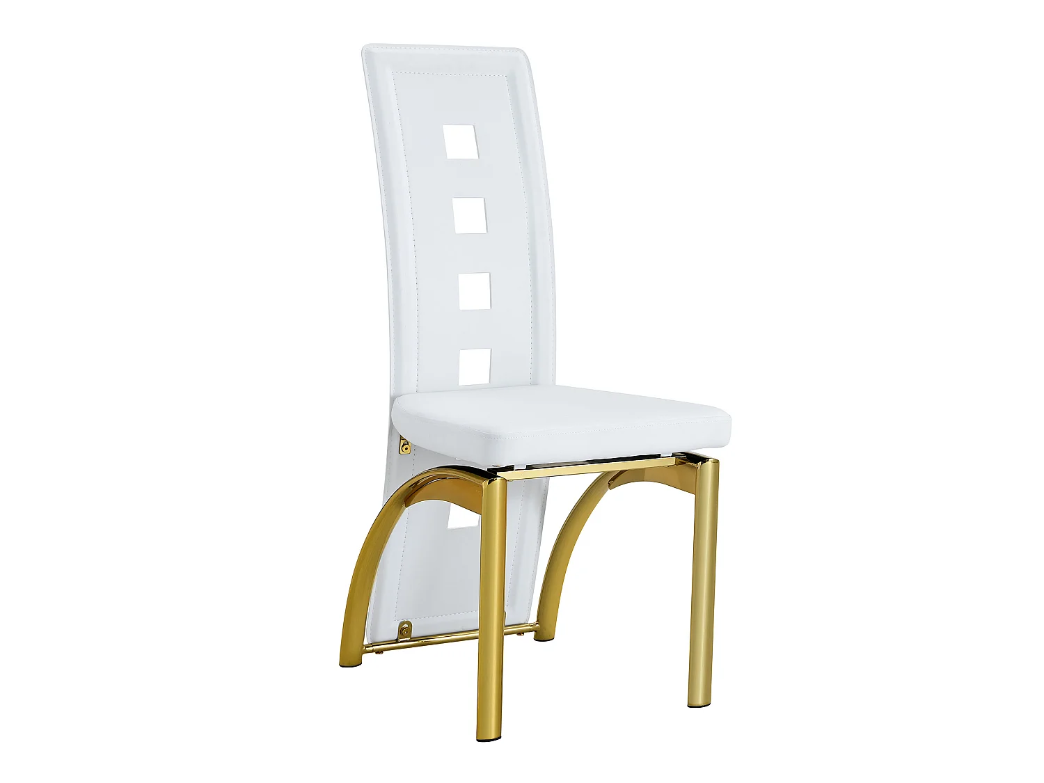 Lot de 2 chaises de salle à manger design européennes avec motif perforé en cuir pu blanc mat et pieds métalliques dorés hauteur 102.5 cm - Sweiko