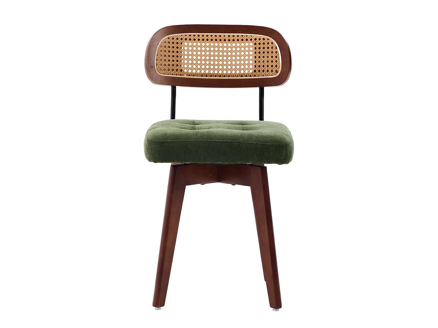Chaise pivotante 360° lot de 2, chaises de cuisine style mid-century moderne, dossier tressé et assise rembourrée vert chenille - Sweiko