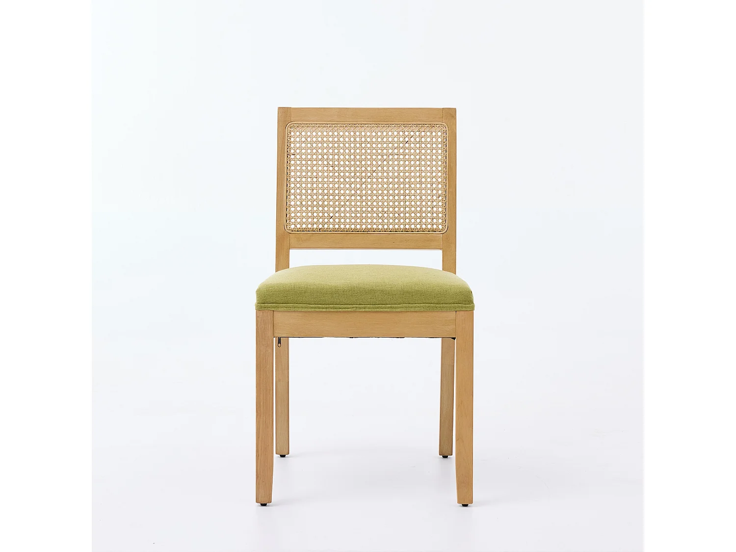 Chaises de salle à manger en rotin lot de 2 dossier cannage bois massif naturel coussin mousse ressort s vert olive - Sweiko
