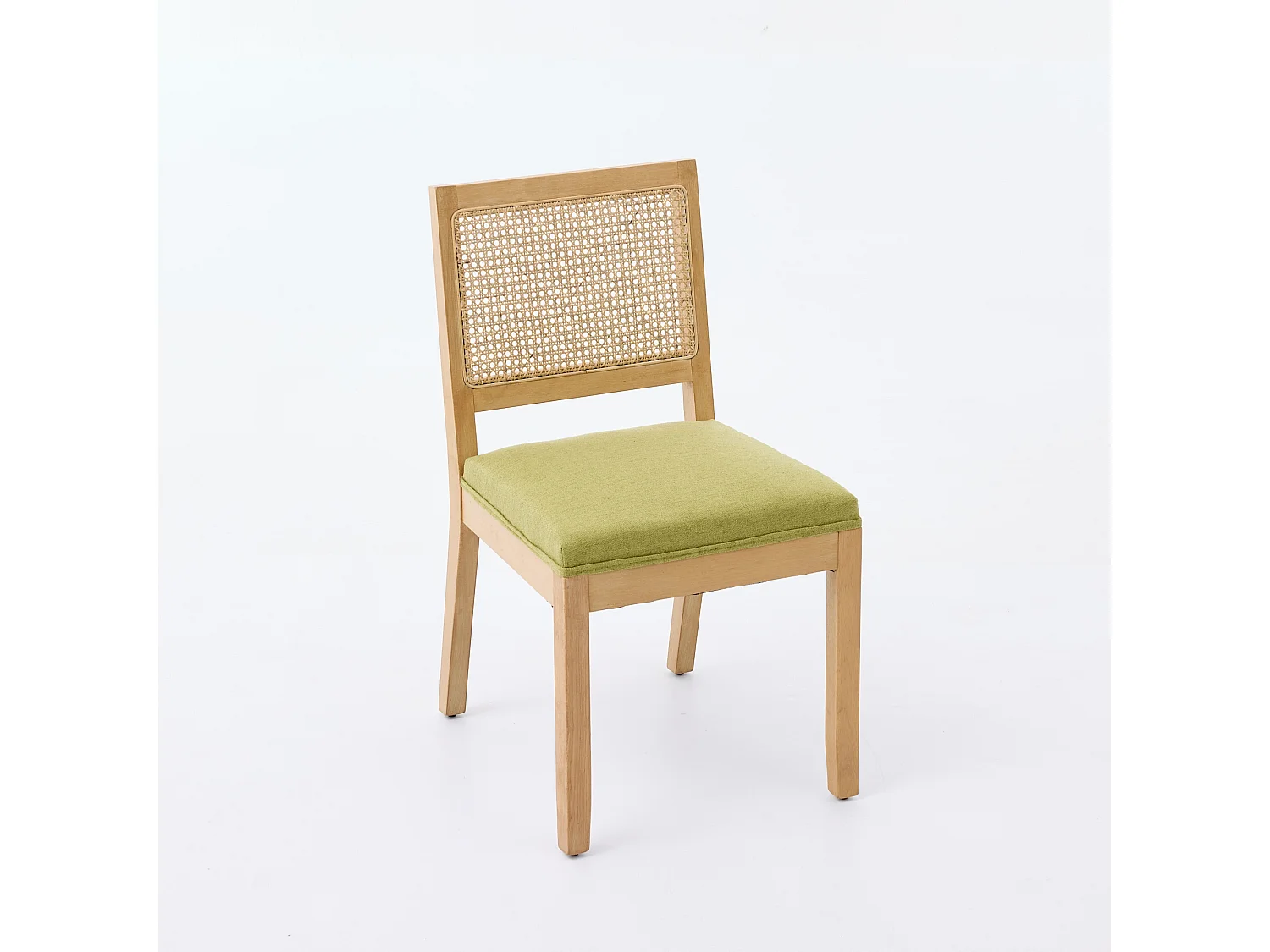 Chaises de salle à manger en rotin lot de 2 dossier cannage bois massif naturel coussin mousse ressort s vert olive - Sweiko