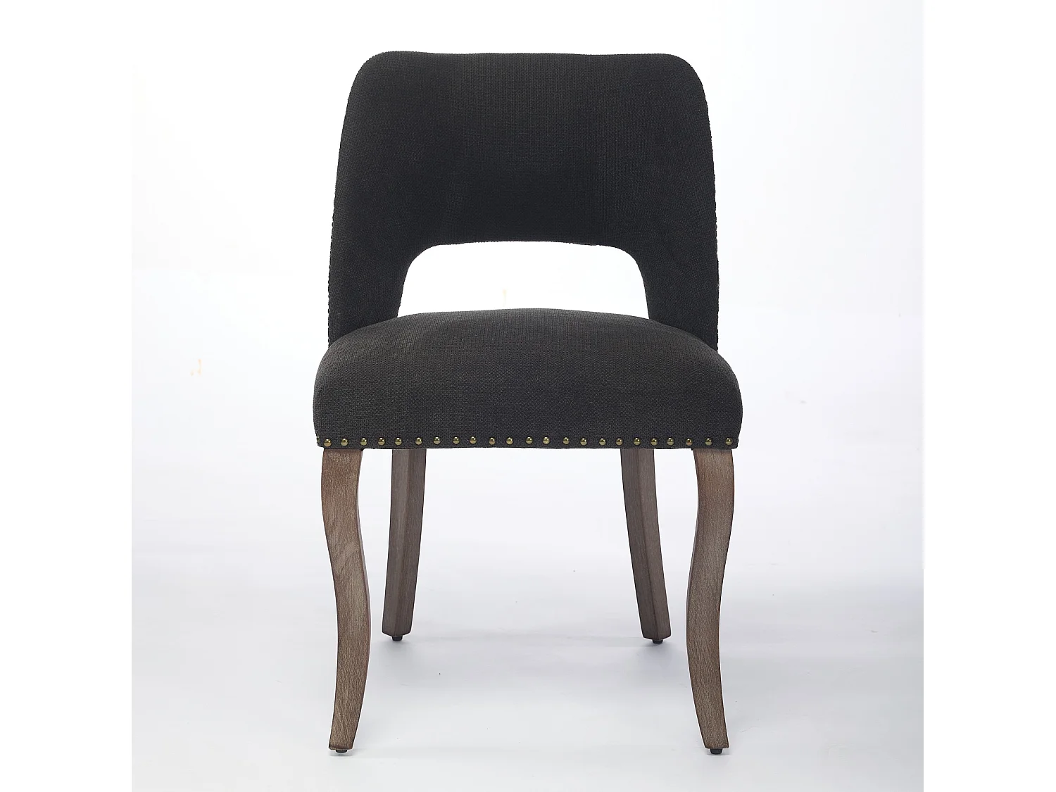 Chaises de salle à manger lot de 2 bois rembourrées tissu style fermier moderne noir - Sweiko