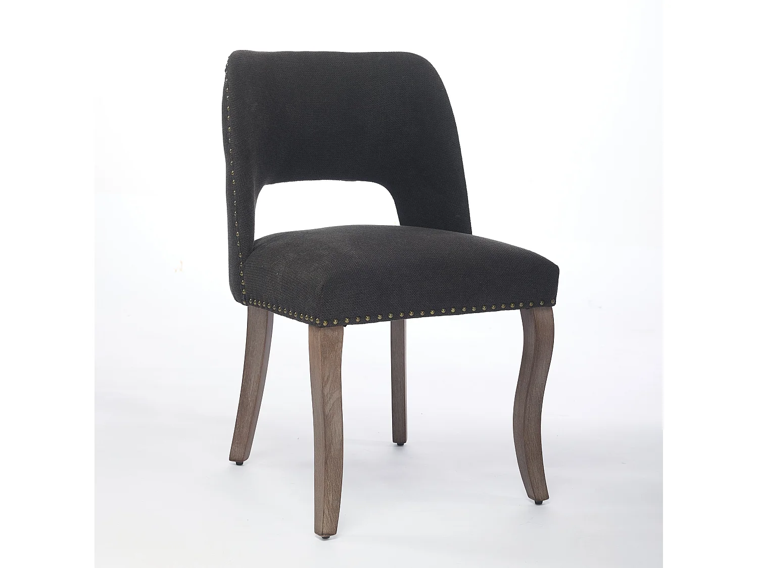 Chaises de salle à manger lot de 2 bois rembourrées tissu style fermier moderne noir - Sweiko
