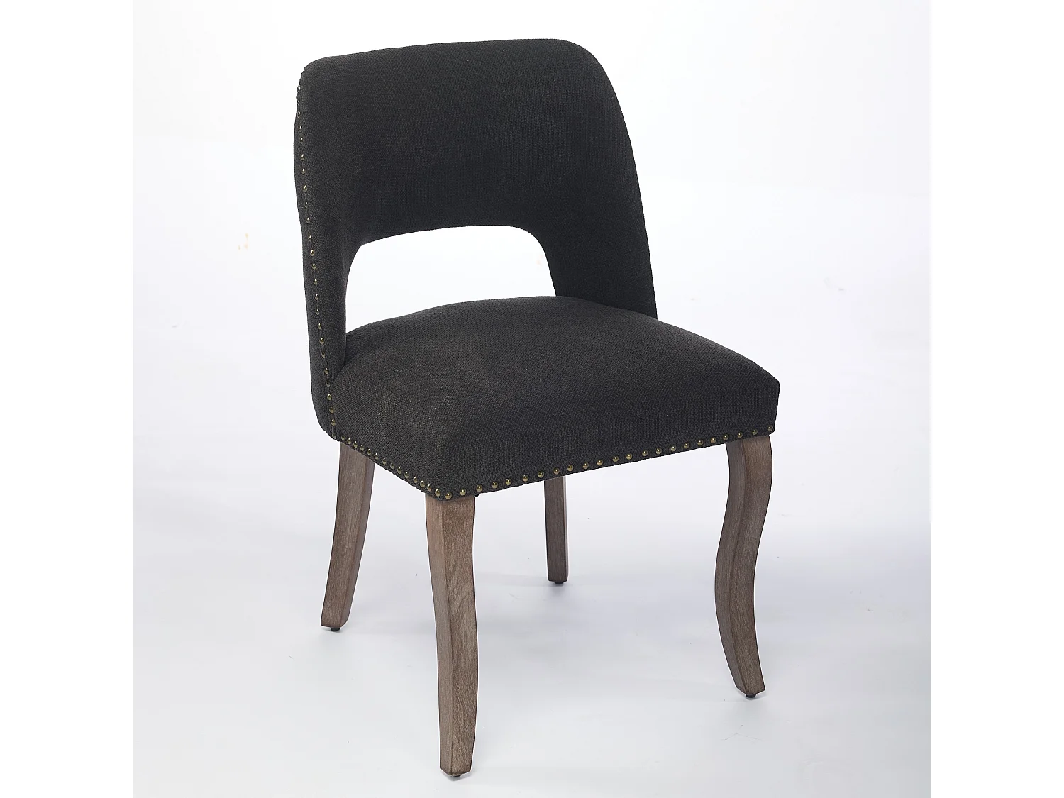 Chaises de salle à manger lot de 2 bois rembourrées tissu style fermier moderne noir - Sweiko