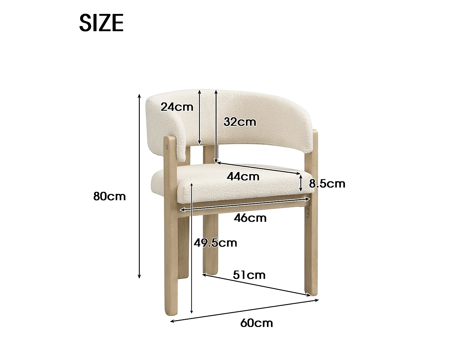 Chaises de salle à manger en bois massif, 6 pièces, boucle, confortable et respirante, style moderne, couleur naturelle, pour salle à manger, salon, café - Sweiko