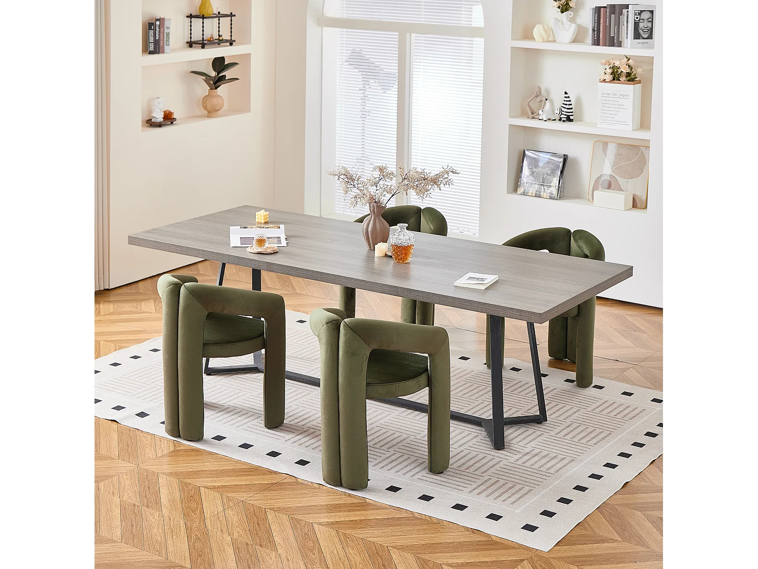 Chaise de salle à manger velours lot de 2, design moderne minimaliste, accoudoirs, assise rembourrée confortable, 150 kg max, salle à manger salon bureau - Sweiko
