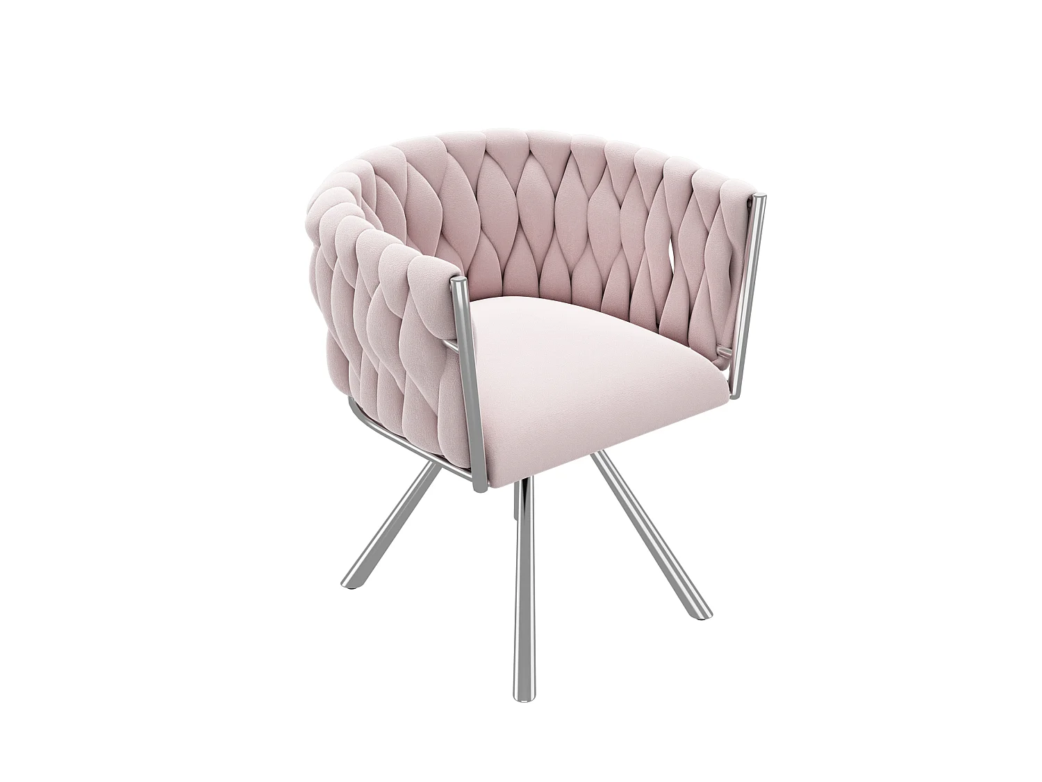 Chaise pivotante en velours rose pour coiffeuse avec piètement métal à quatre branches design luxueux - Sweiko