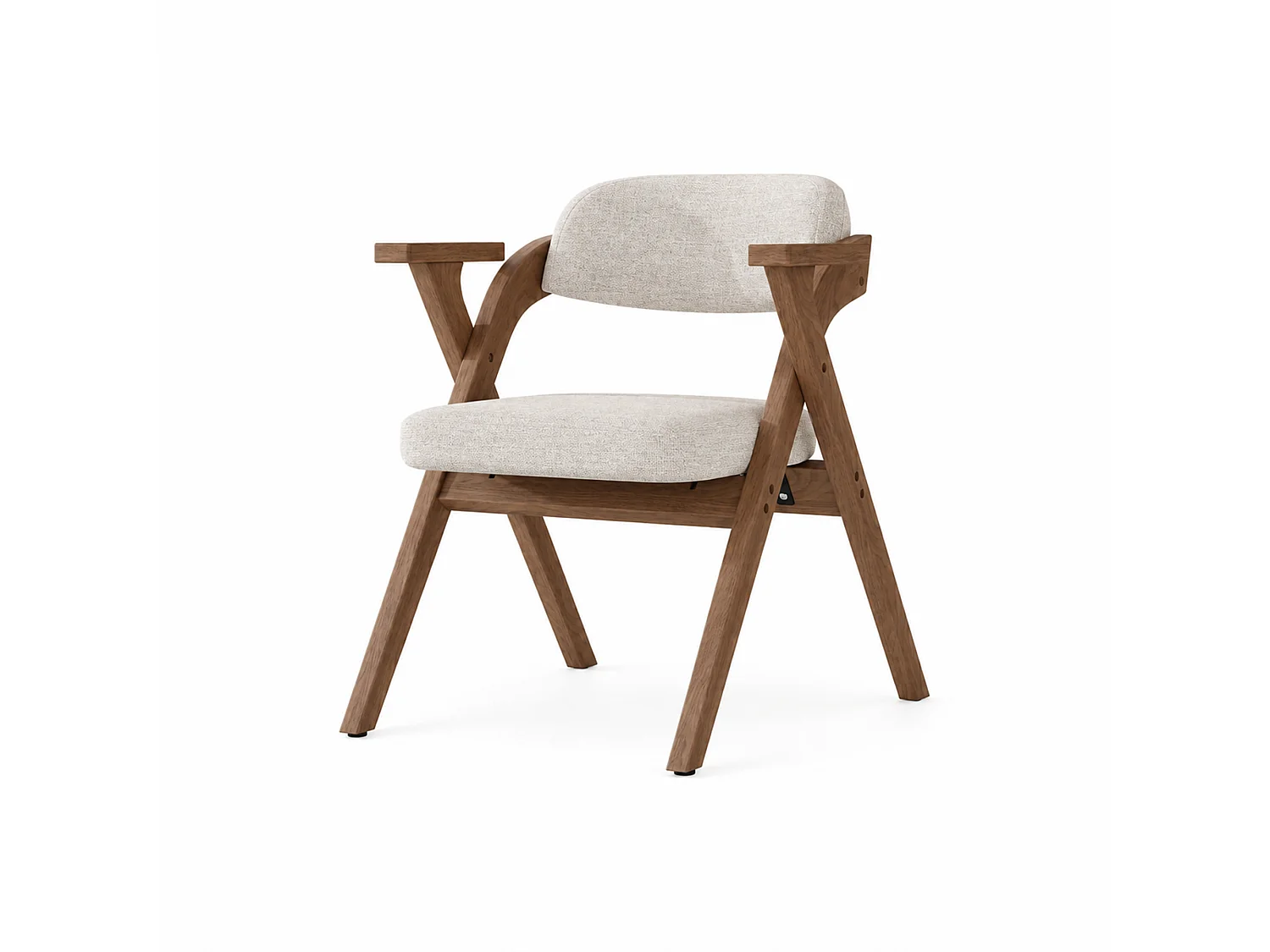 Chaise noyer en bois massif lot de 6 stable avec accoudoirs ergonomiques et revêtement de lin respirant - Sweiko