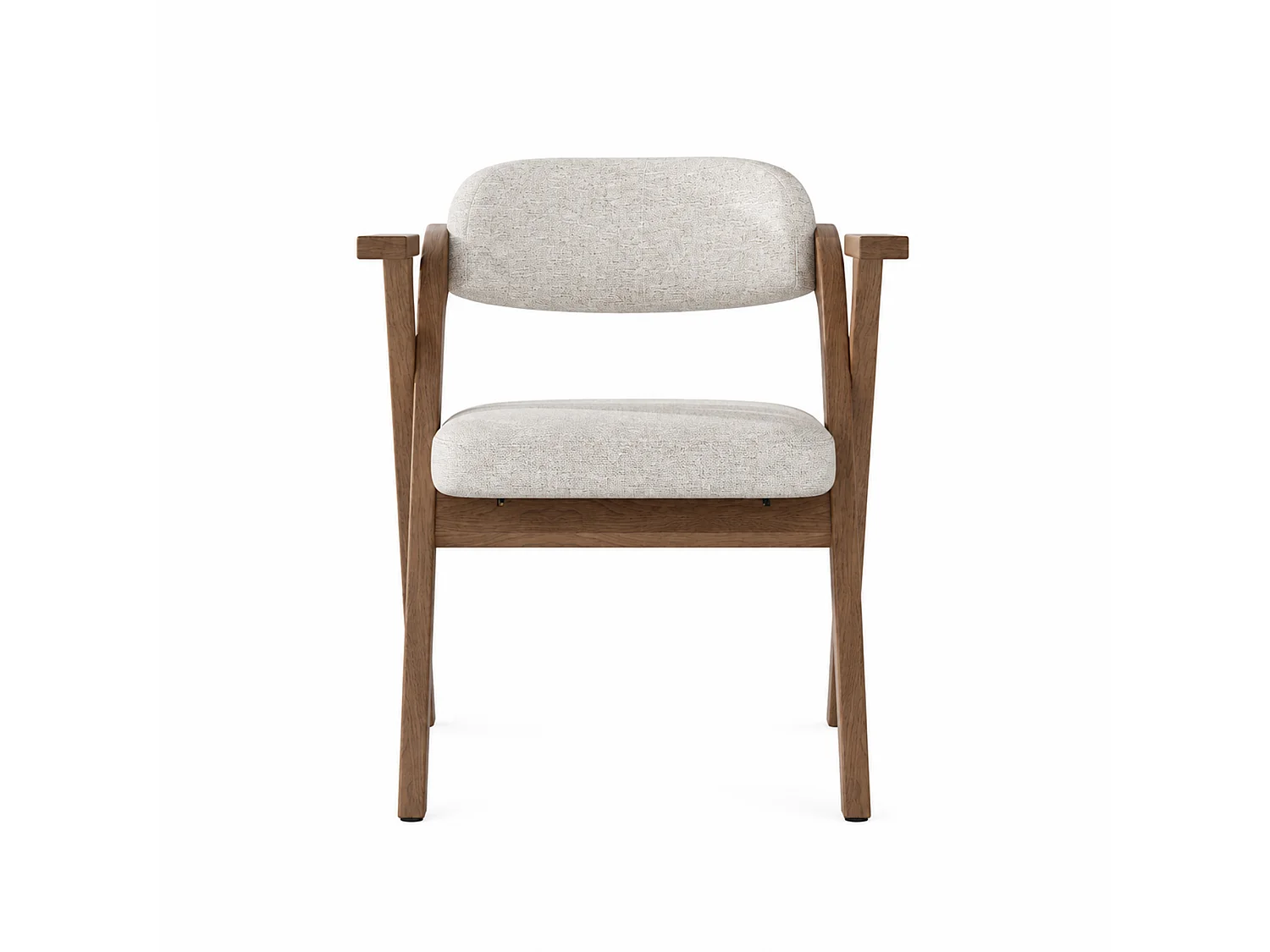 Chaise noyer en bois massif lot de 6 stable avec accoudoirs ergonomiques et revêtement de lin respirant - Sweiko