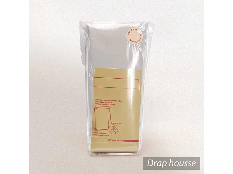 Drap housse uni 160x200 cm bonnet 30 cm coton ALTO Calcium