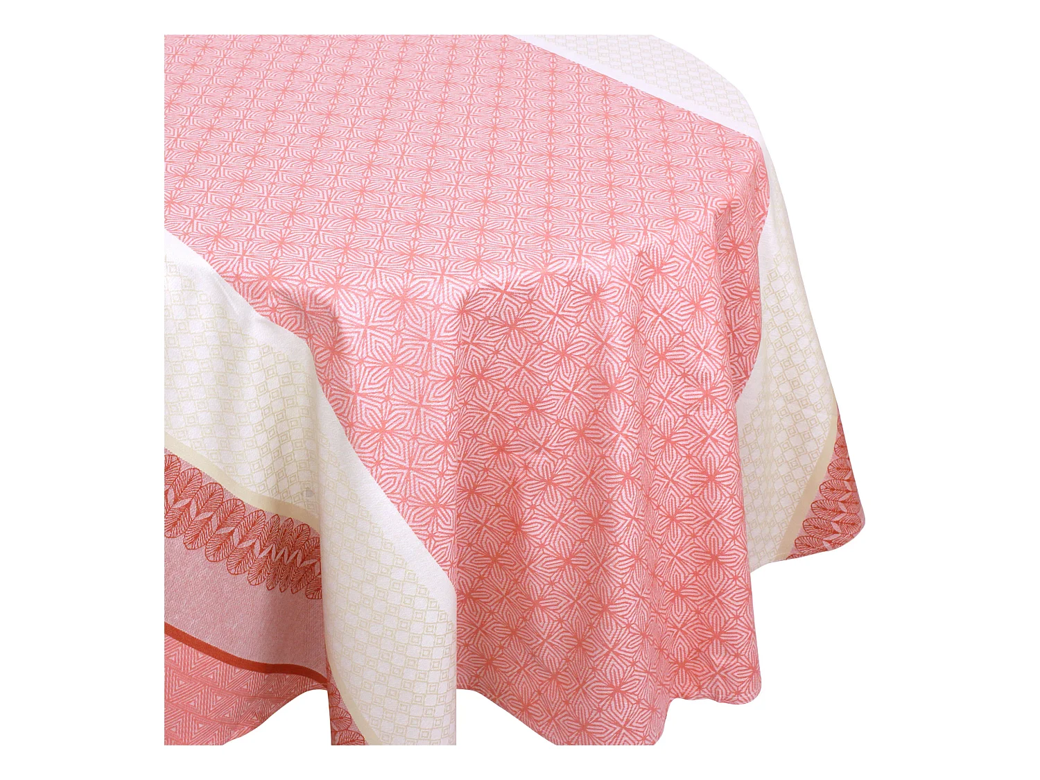 Nappe ovale 170x300 cm Jacquard coton + enduction acrylique CHARLESTON rouge Corail