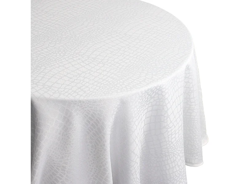 Nappe ovale 180x300 cm Jacquard 100% polyester LOUNGE blanc