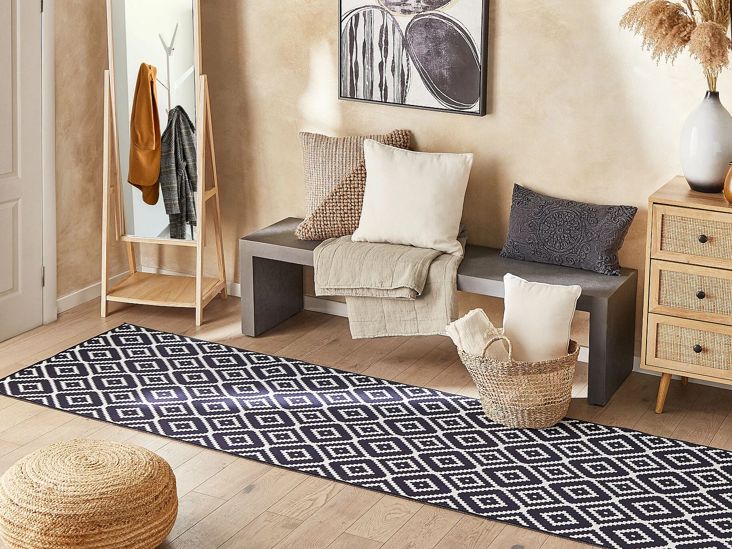Tapis noir et blanc 80 x 200 cm KARUNGAL