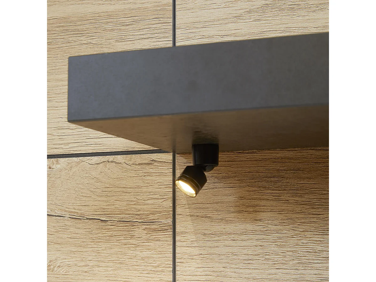 SIWA - Chambre 140x190cm + Tête de Lit avec Leds + Chevets + Commode