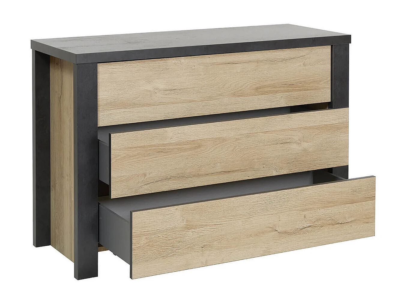 SIWA - Chambre 160x200cm + Tête de Lit avec Leds + Chevets + Commode