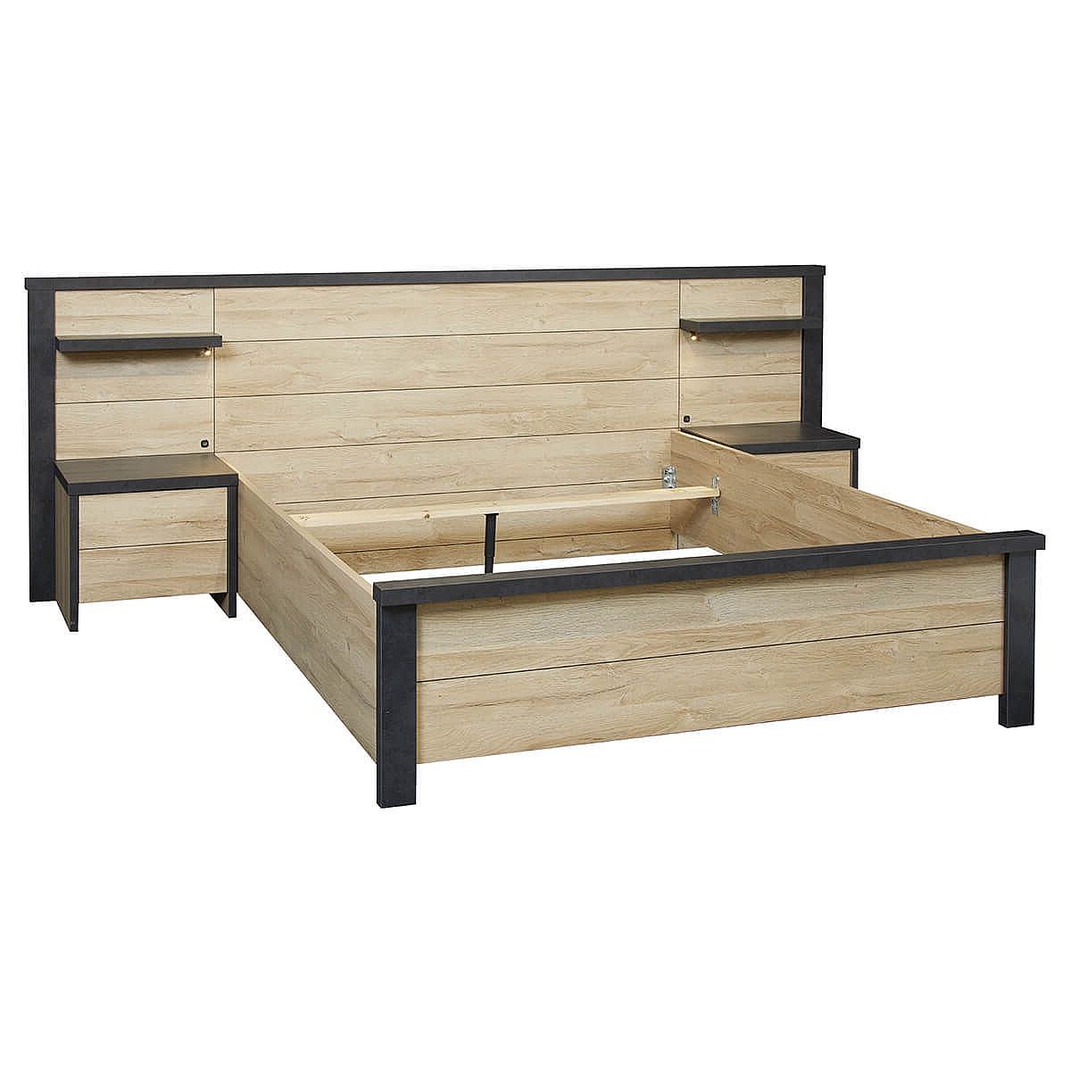 SIWA Chambre Complète 180x200cm + Armoire 2 Portes 217cm