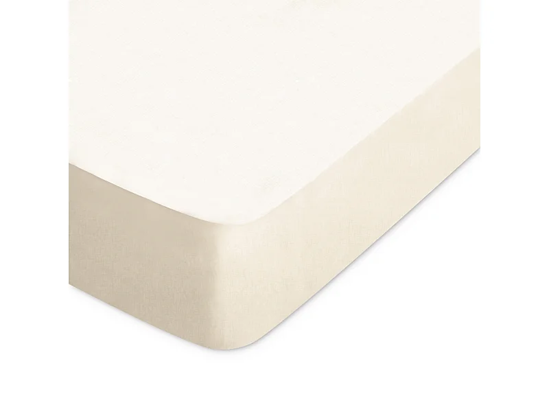 Drap housse uni 180x220 cm bonnet 40 cm coton ALTO Crème