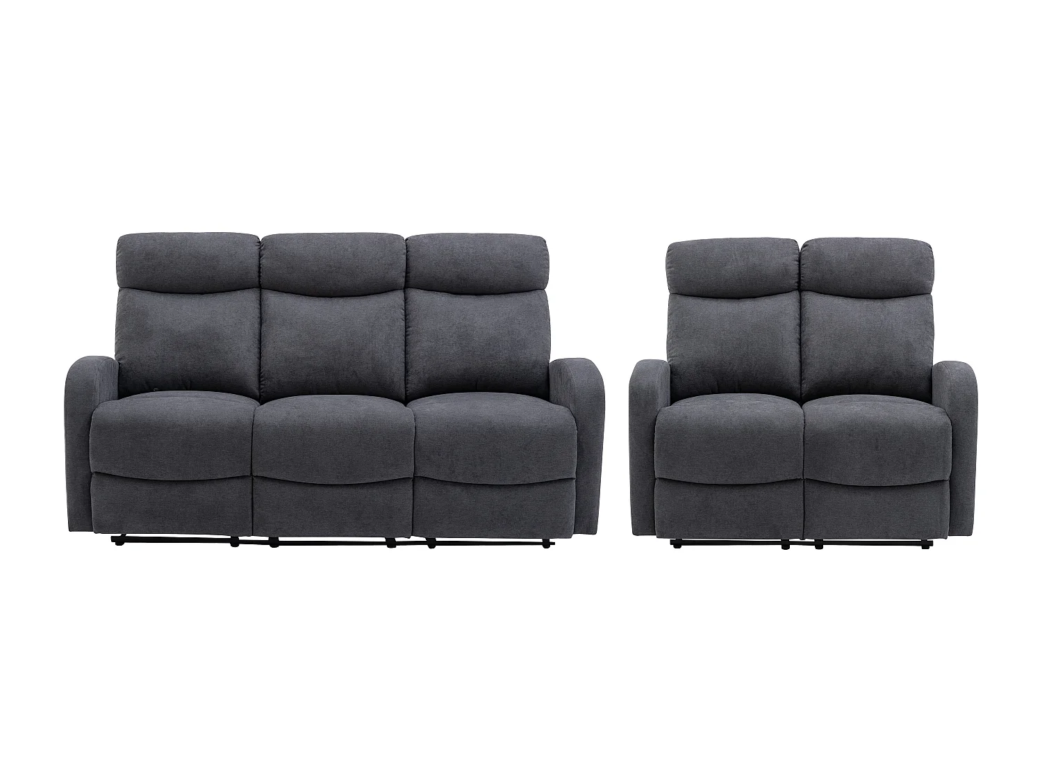 Canapés 3 places et 2 places relax en tissu gris EVELYN