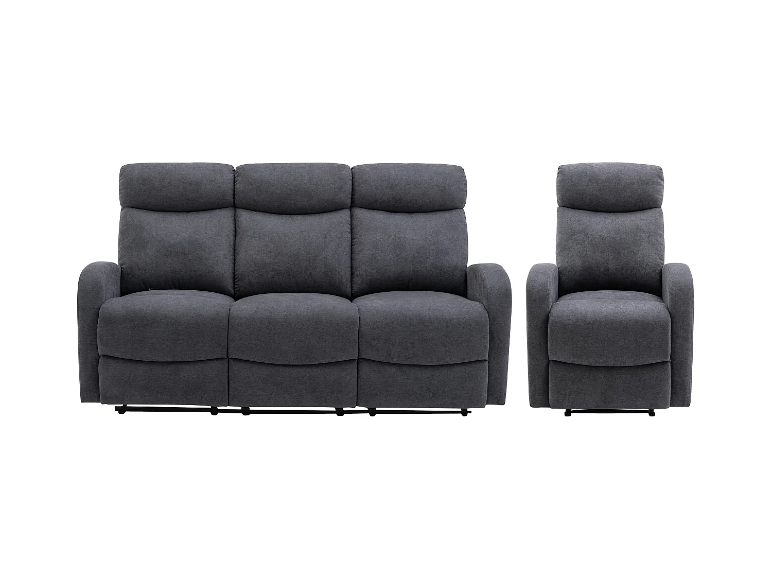 3-sits soffa och vilstol i grått tyg EVELYN