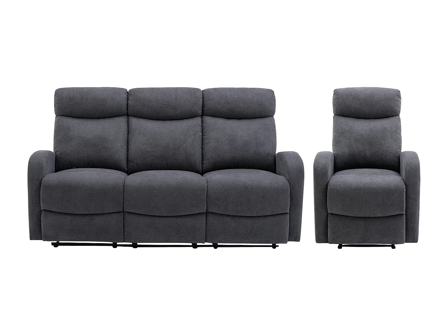 3-sits soffa och vilstol i grått tyg EVELYN